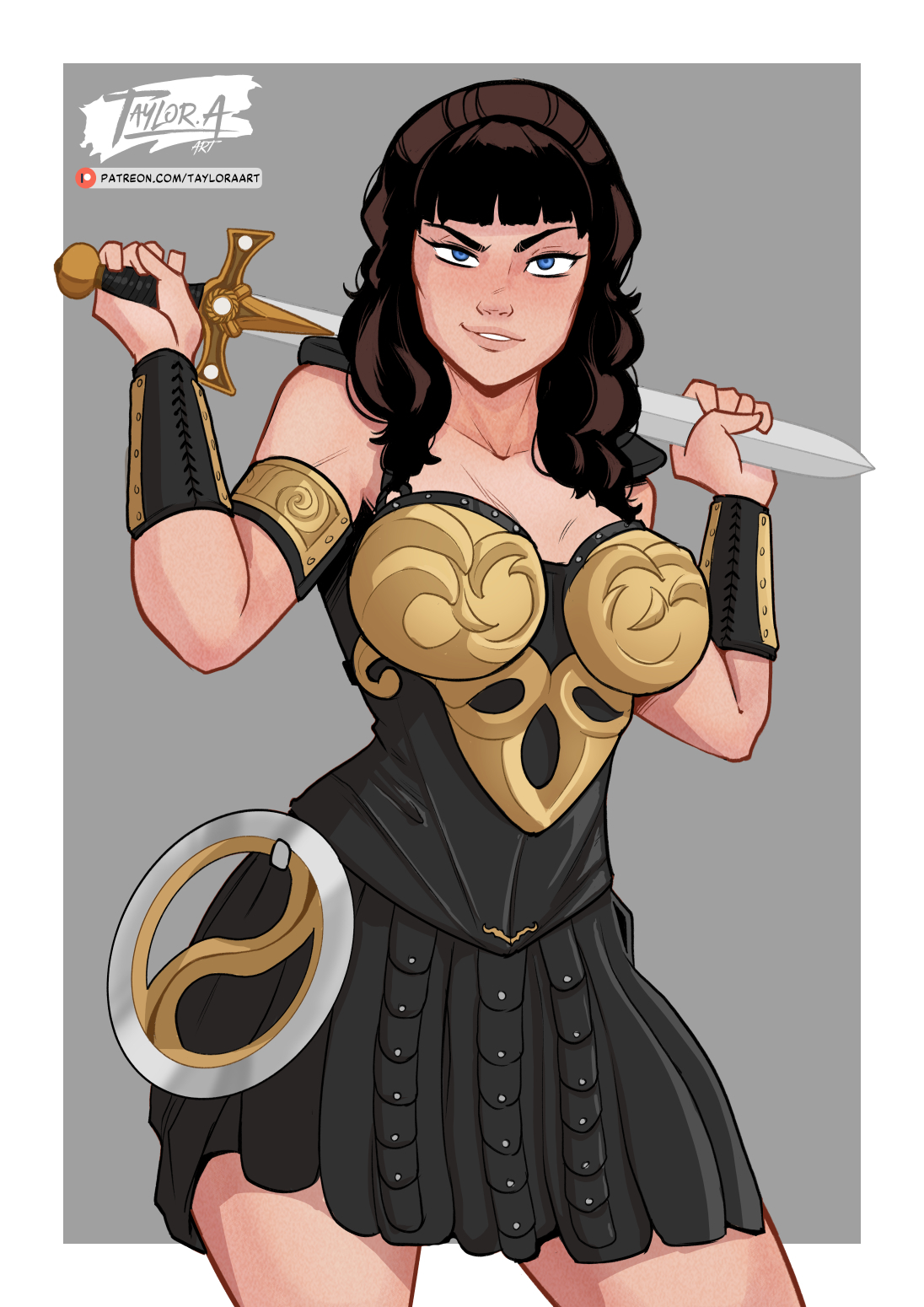 Xena by Taylor A - NSFW, Girls, Strong girl, Fan art, Xena - the Queen of Warriors, Hand-drawn erotica, Longpost