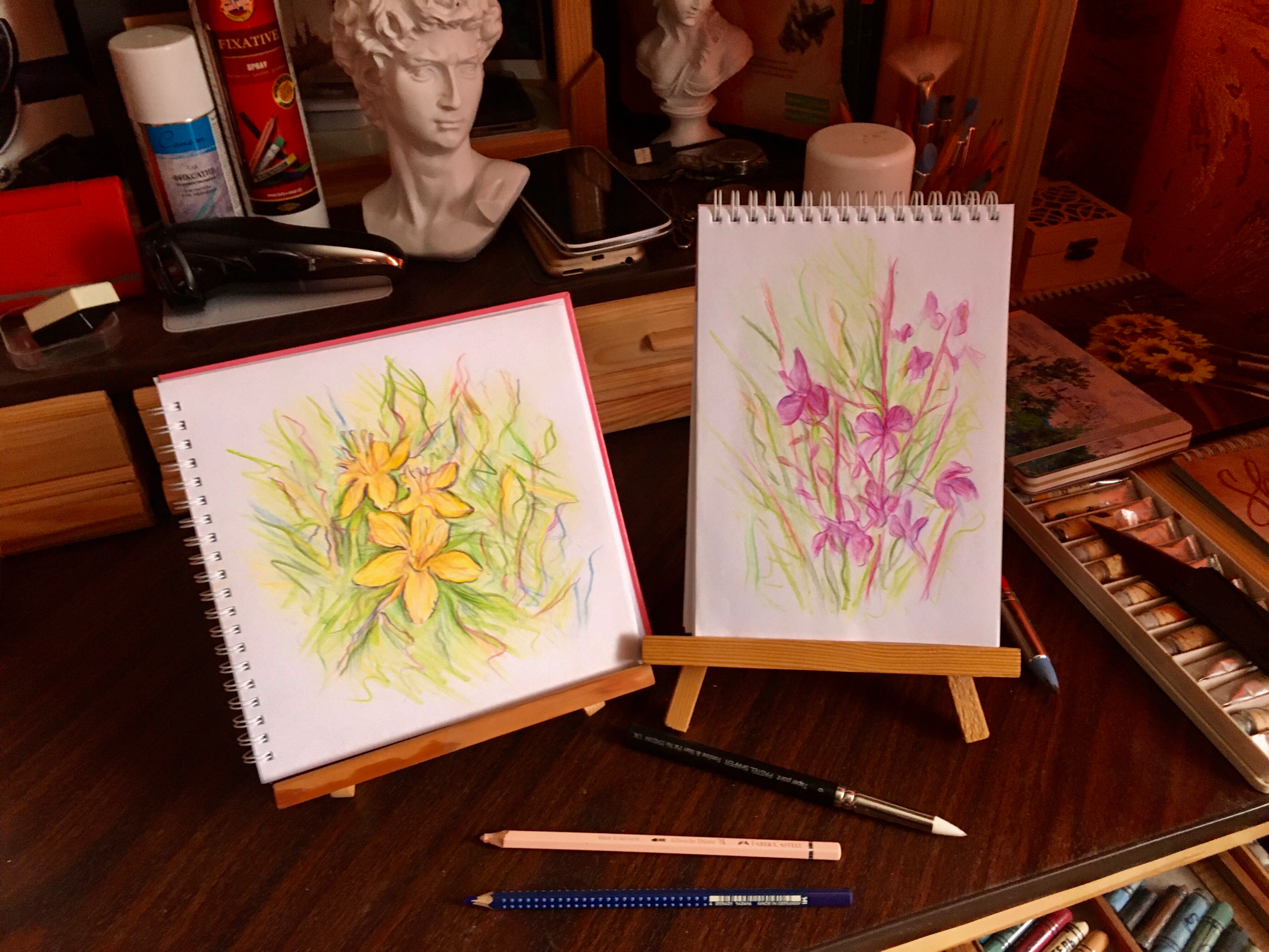 Something like this - My, Flowers, Summer, Heat, Colour pencils, The sun, Art, Sketch, Longpost