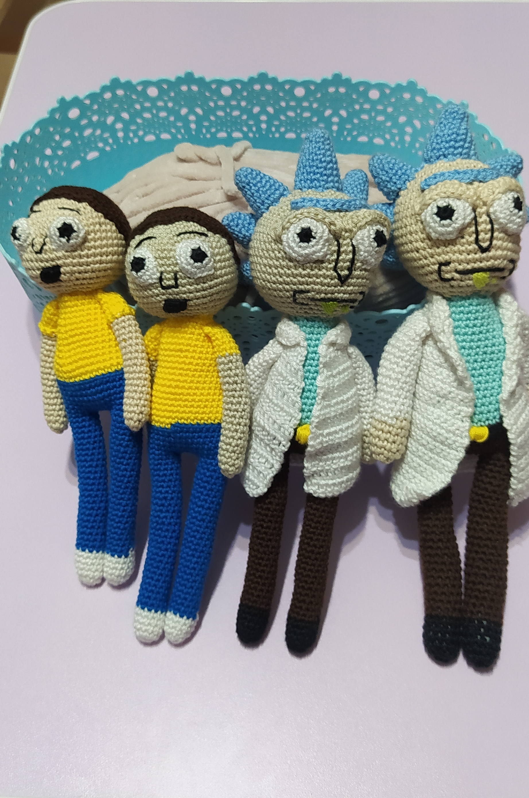 Rick and Morty from the amigurumi universe - My, Amigurumi, Longpost, Rick and Morty, Knitting, Crochet, With your own hands, Knitted toys, Handmade, Needlework without process