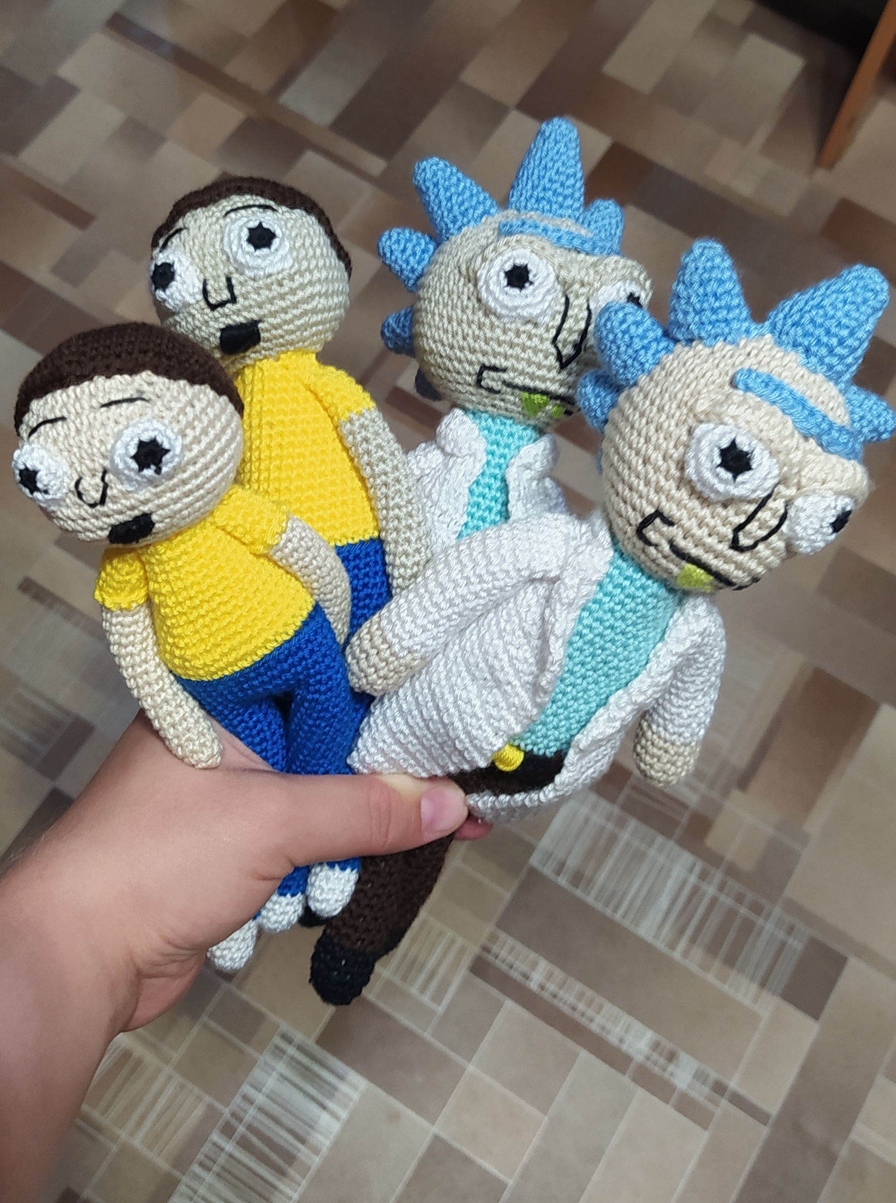 Rick and Morty from the amigurumi universe - My, Amigurumi, Longpost, Rick and Morty, Knitting, Crochet, With your own hands, Knitted toys, Handmade, Needlework without process