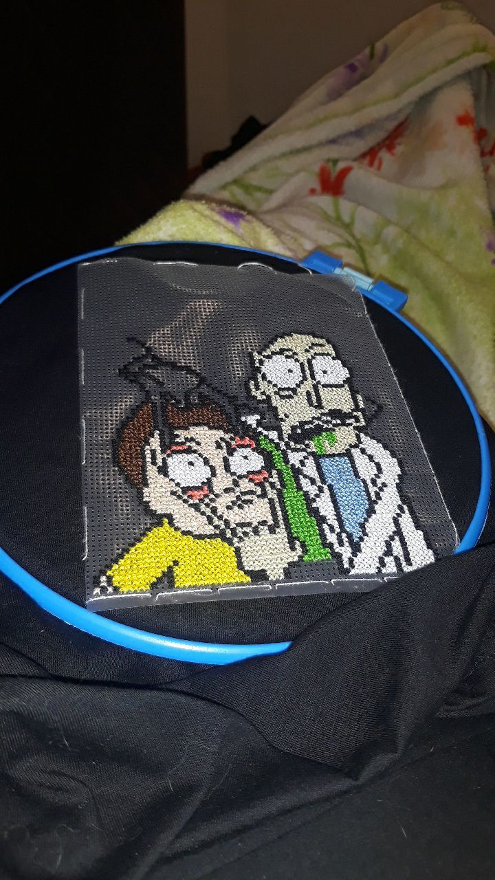 Hobbies - My, Rick and Morty, Cross-stitch, Handmade, Needlework with process, T-shirt, Longpost