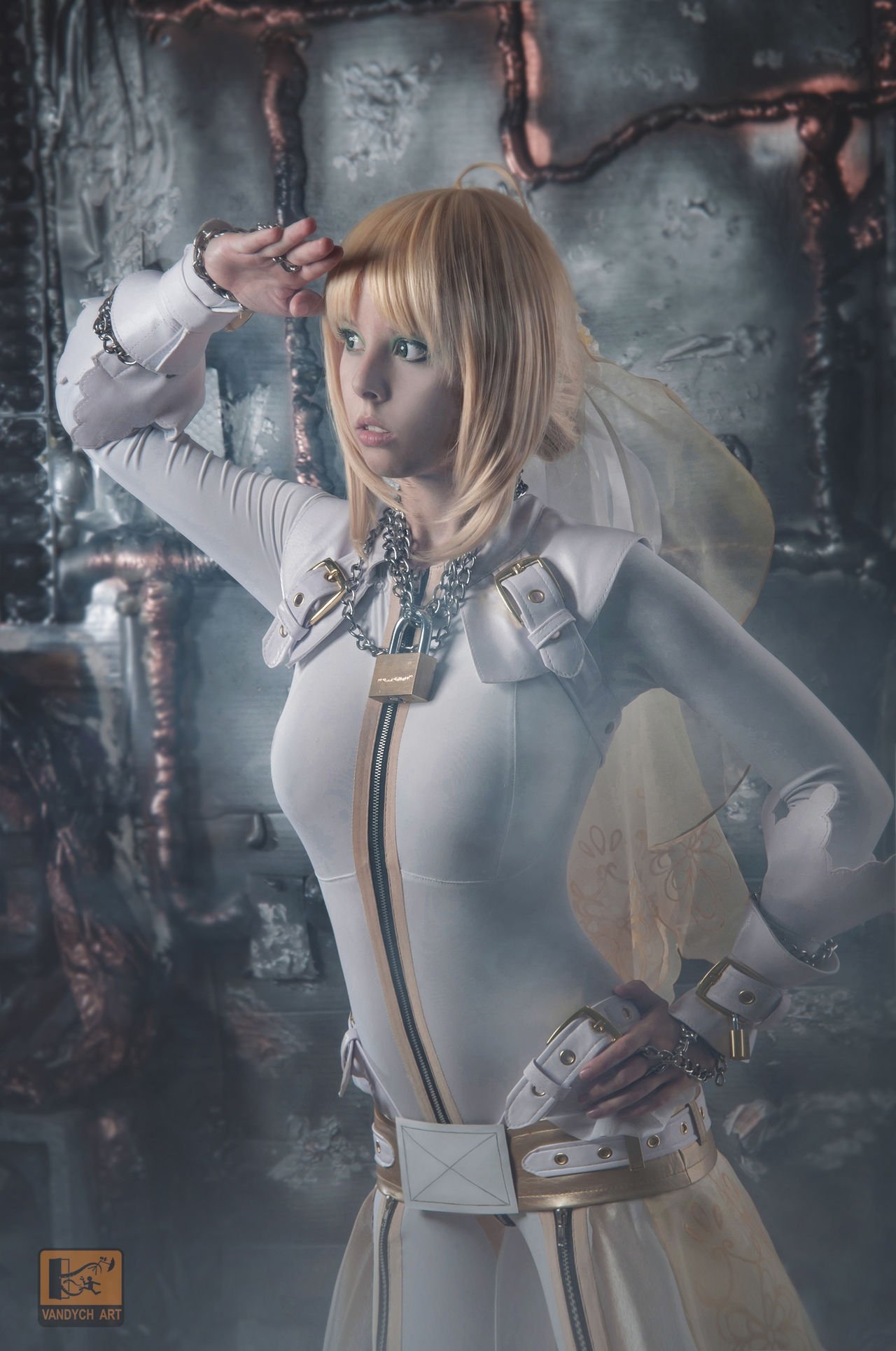 Disharmonica - Saber Bride - NSFW, Cosplay, Erotic, Booty, Girls, Boobs, Disharmonica, Longpost