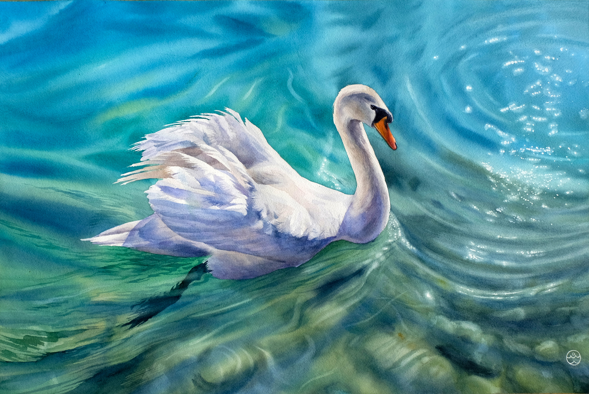 Swan. Watercolor on paper Baohong 42*63.5 cm - My, Watercolor, Painting, Painting, Artist, Painting, Art, Swans, League of Artists