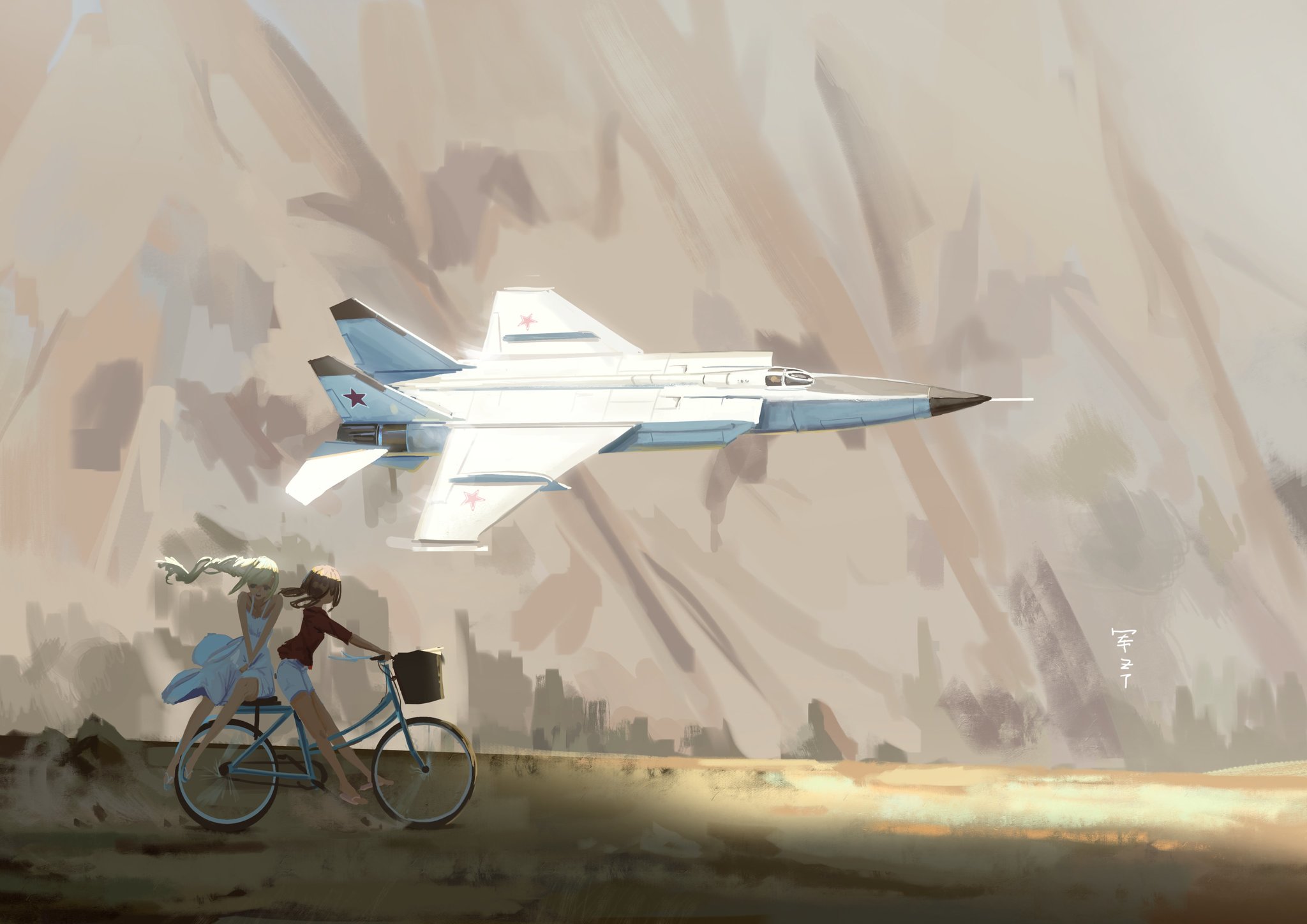 There is only a moment - Art, Images, Drawing, Digital drawing, Mig-25, Girls, Airplane, Aviation