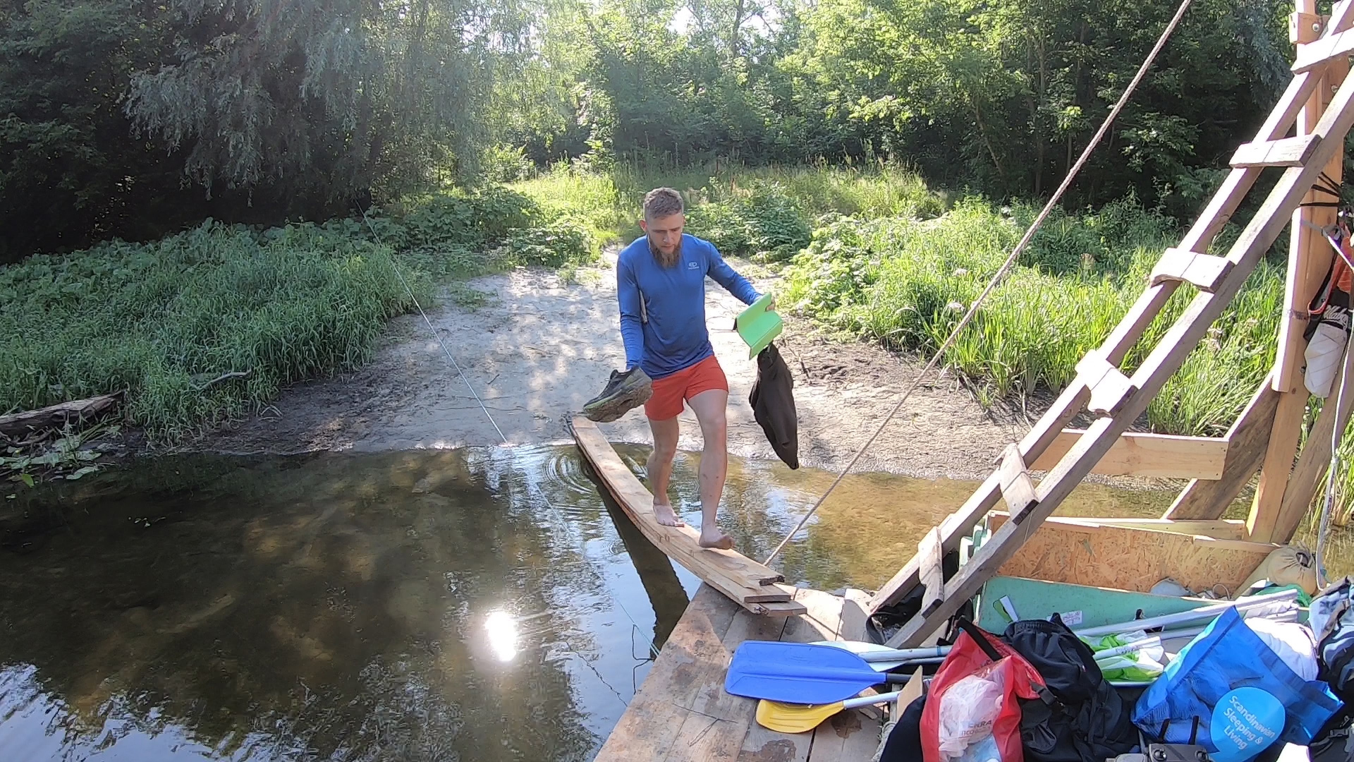 Rafting on a raft. 3rd day - My, Alloy, Relaxation, Leisure, With your own hands, Video, Longpost, River, Raft