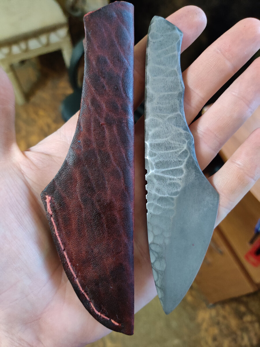 Forged kiridashi type - My, Knife, Kiridashi, Forging, Etching, Longpost