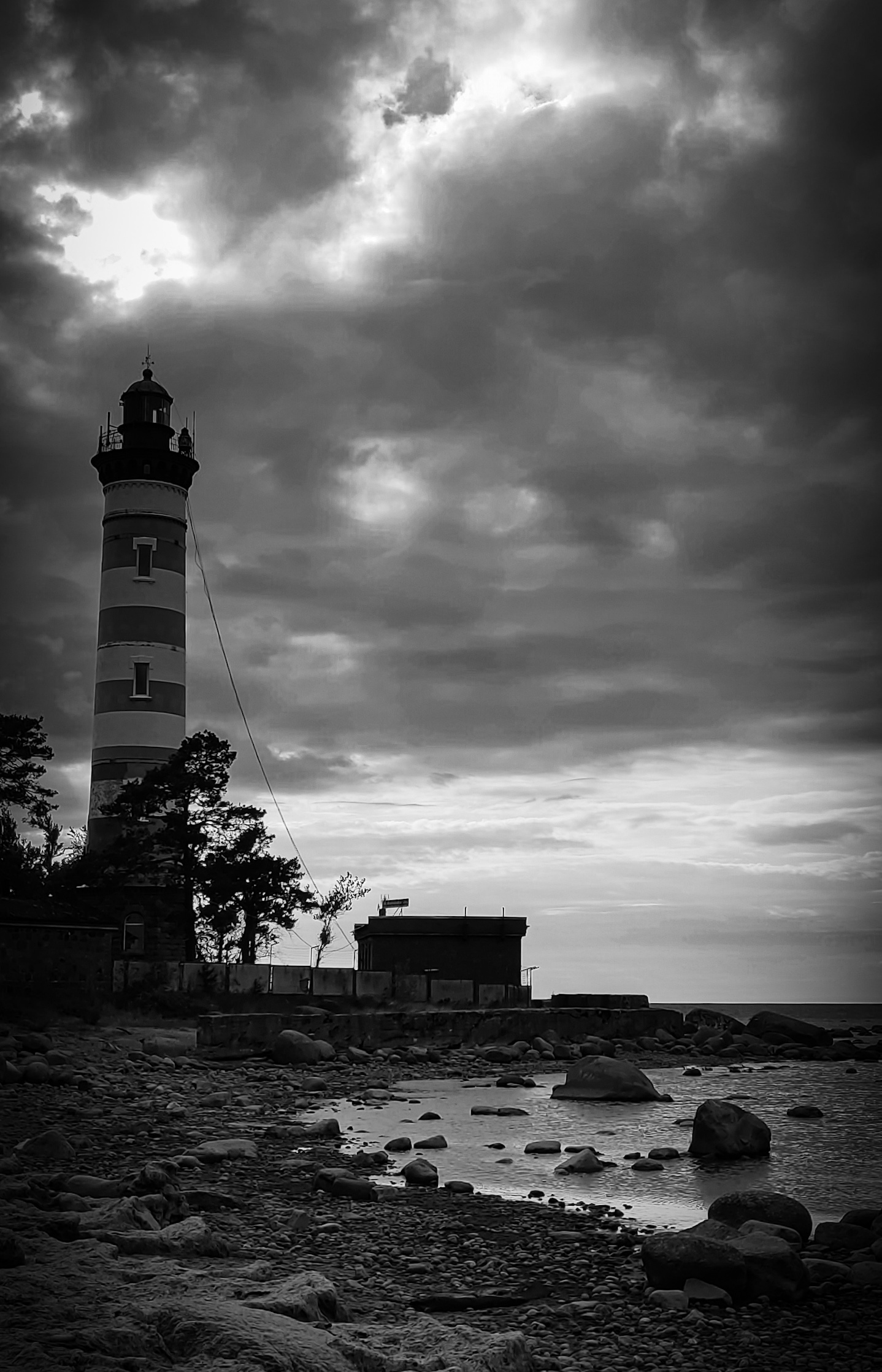 Shepelevsky lighthouse - My, Saint Petersburg, Mobile photography, Black and white, Lighthouse