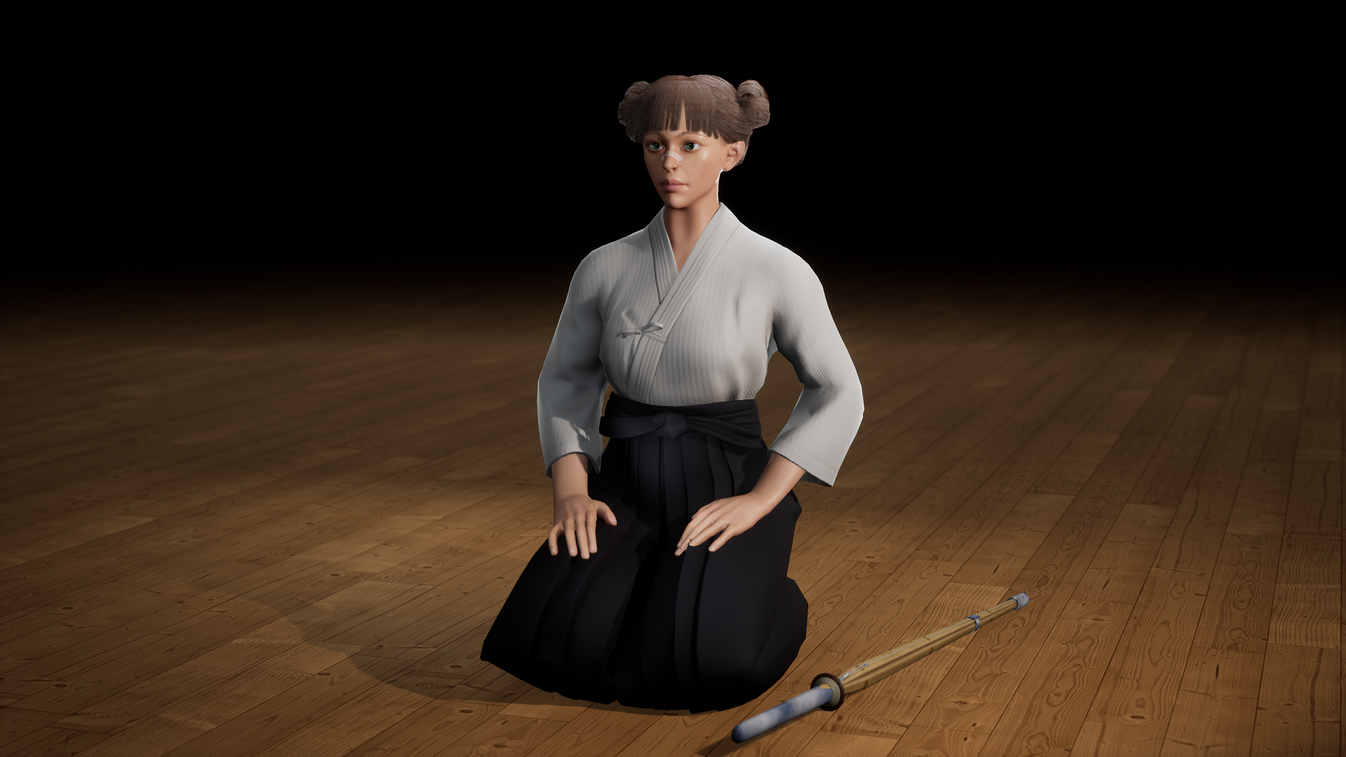 Kendo girl - Моё, 3D, Gamedev, Game Art, Компьютерная графика, 3D моделирование, Кендо, Длиннопост