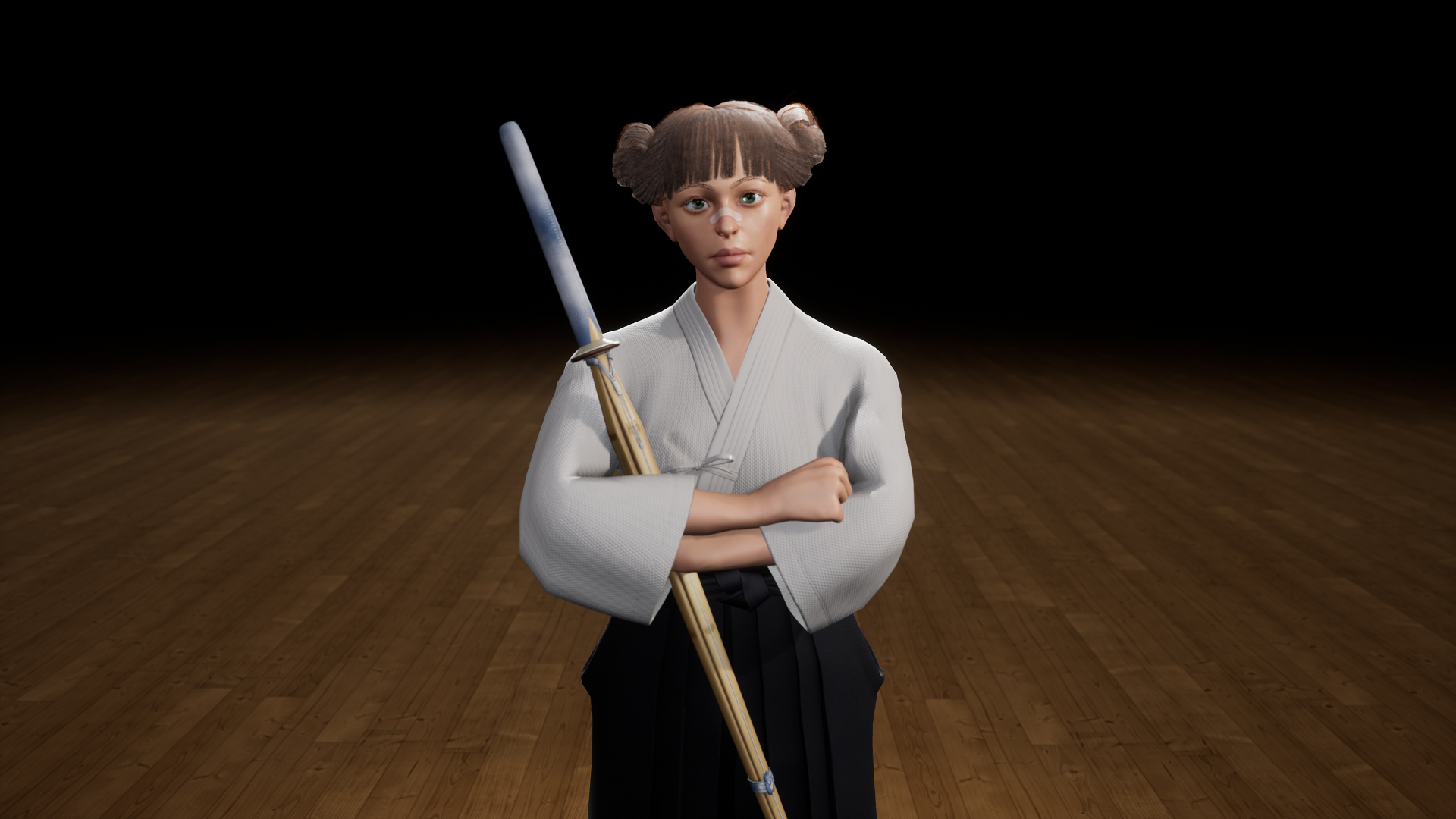 Kendo girl - Моё, 3D, Gamedev, Game Art, Компьютерная графика, 3D моделирование, Кендо, Длиннопост