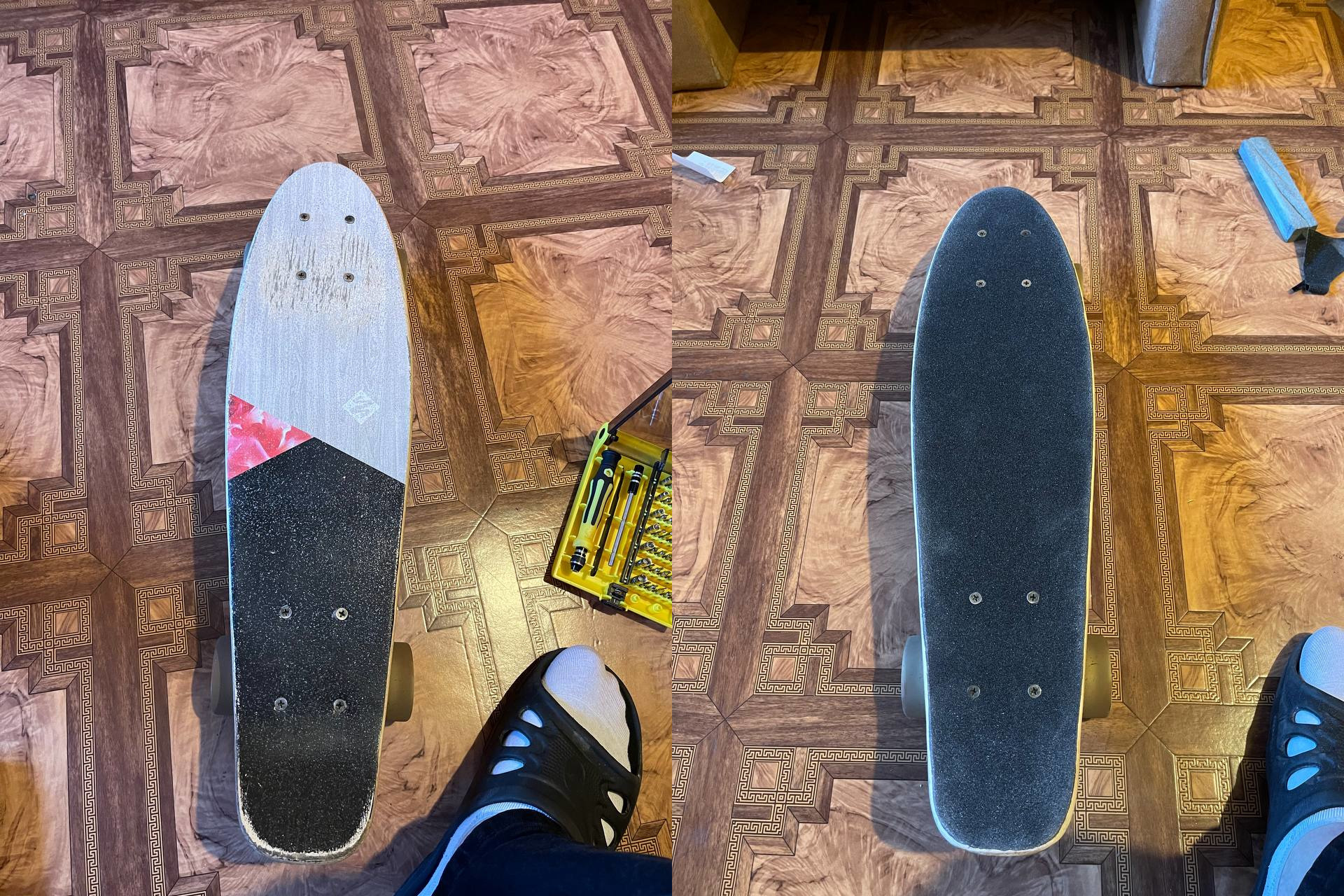 Sticking skins on a mini-cruiser - My, a penny, , Cruiser, Longboard, Skate, Skateboarding, Surfing, With your own hands, Longpost, , Needlework with process