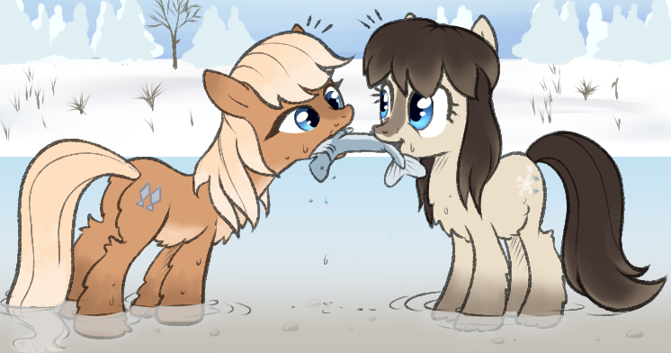 Two ponies and a fish - My little pony, Original character, Snow pony