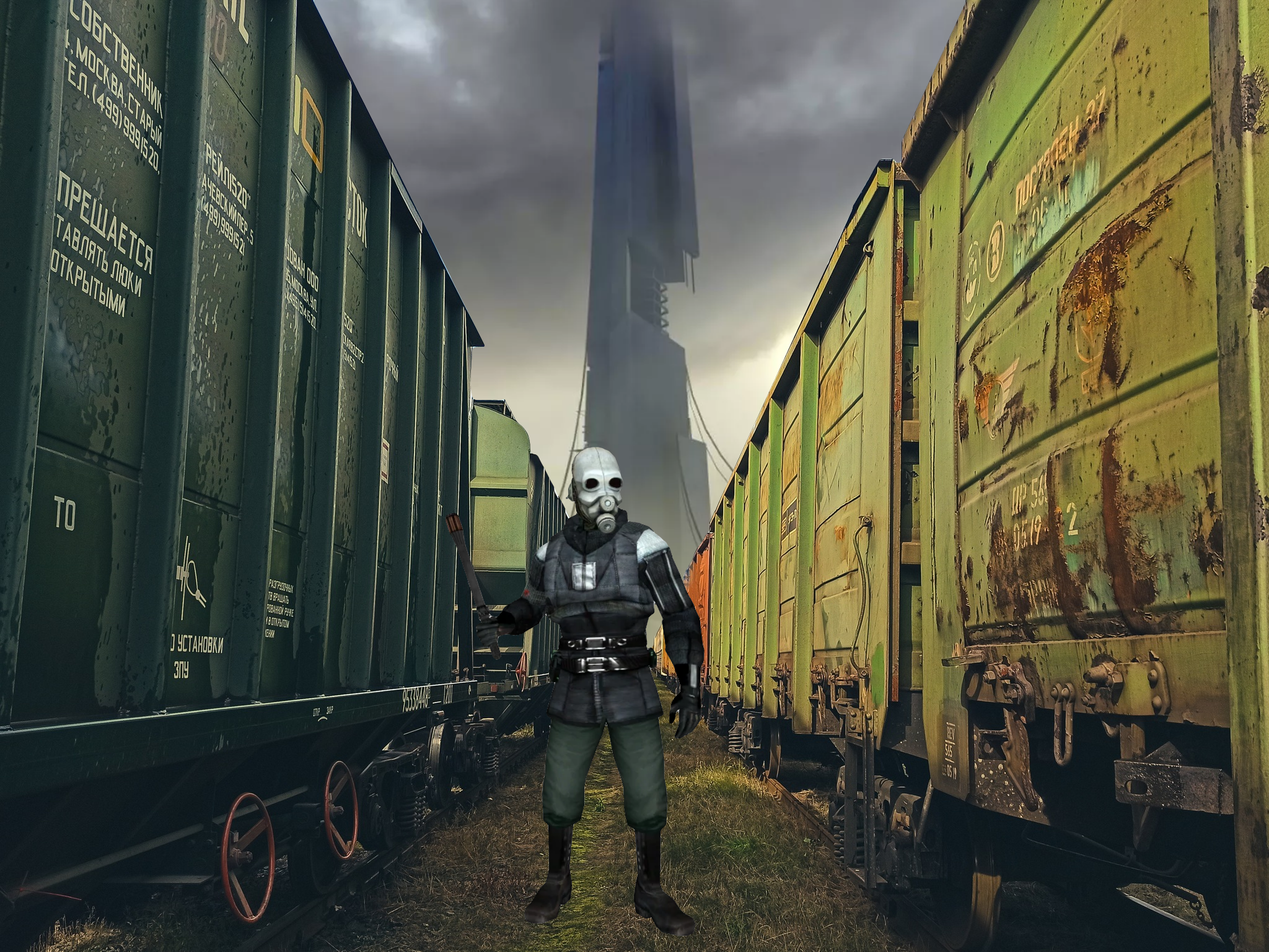 Reply to the post Wagons and Lakhta - My, The photo, A train, Photoshop, Half-life 2, Citadel, City 17, Reply to post