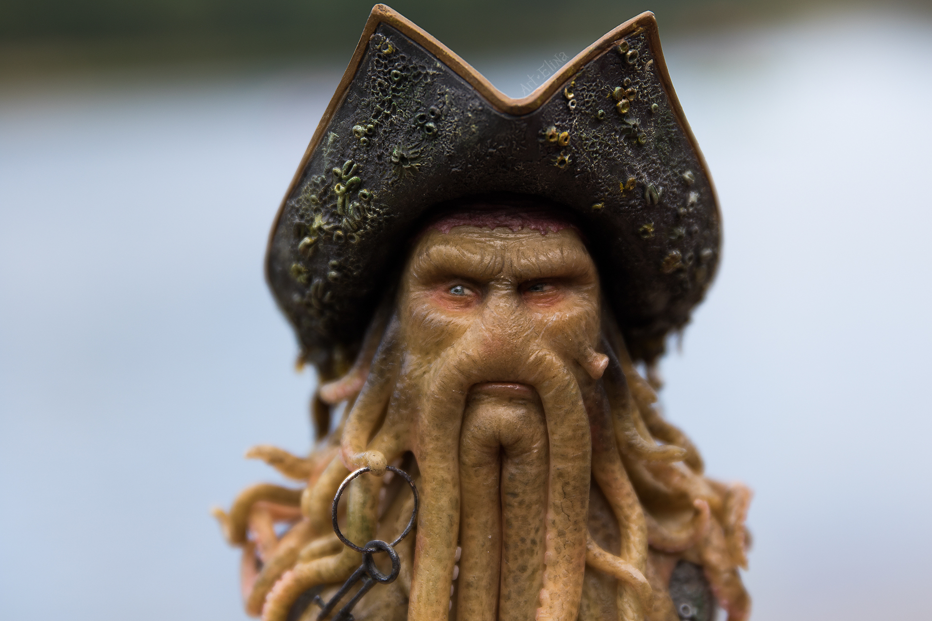 Polymer clay bust of Davy Jones - My, Polymer clay, Figurines, Davey Jones, Bust, Handmade, Needlework without process, Longpost