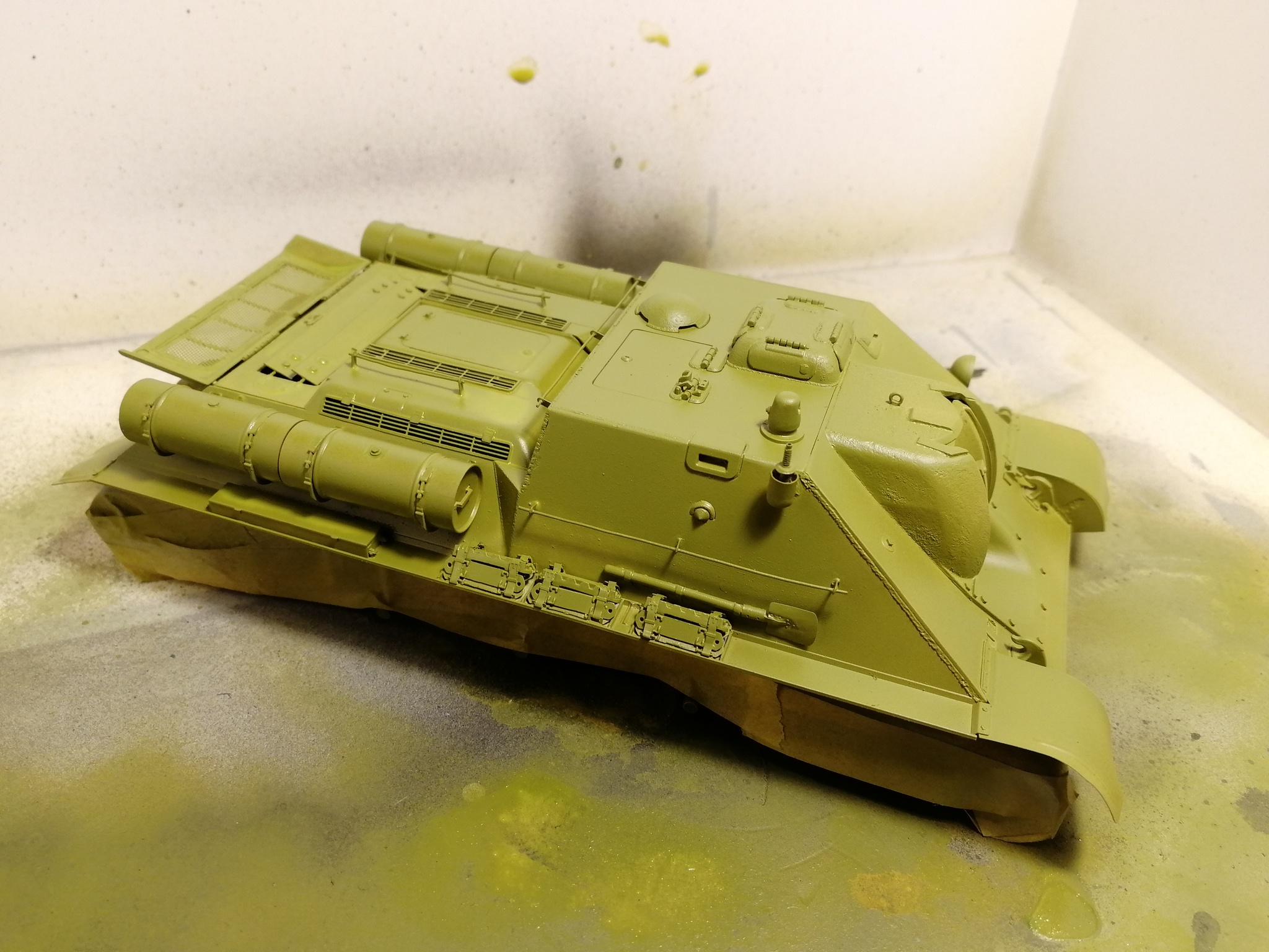 SU-122 Thaw (1/35 Zvezda) - My, Stand modeling, Models, Modeling, Tanks, The Second World War, Hobby, Longpost