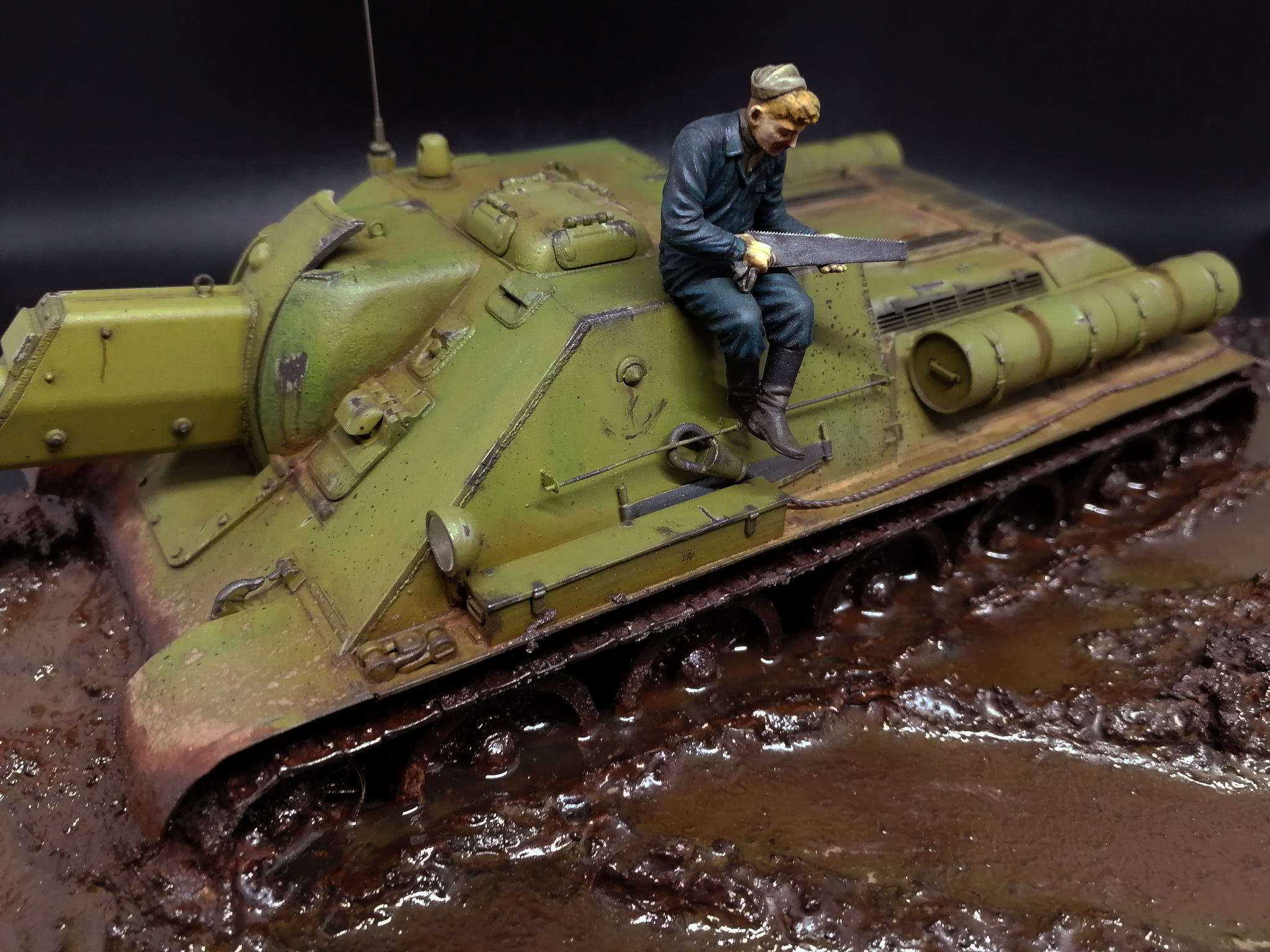 SU-122 Thaw (1/35 Zvezda) - My, Stand modeling, Models, Modeling, Tanks, The Second World War, Hobby, Longpost