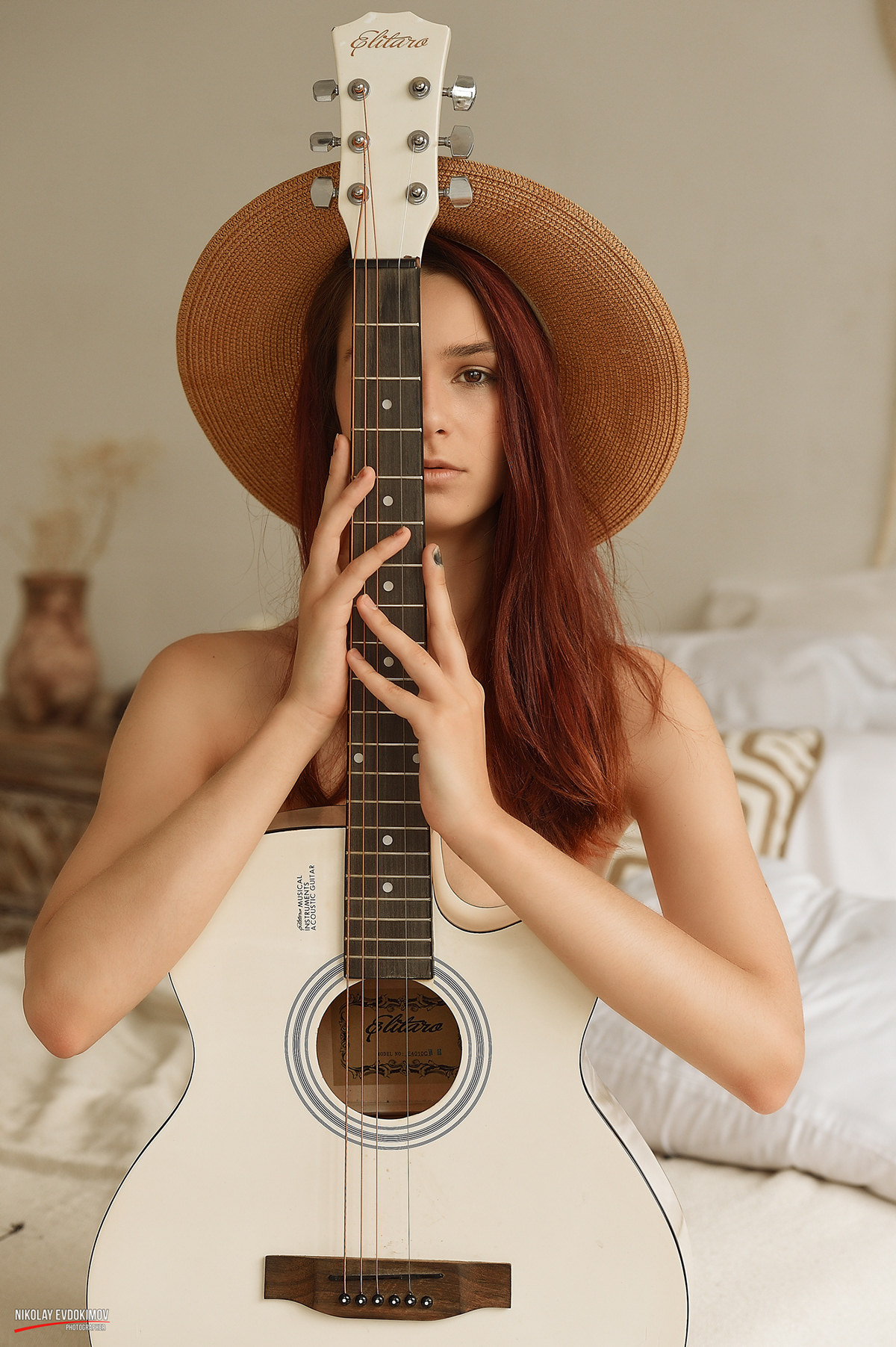 Guitar - NSFW, Girls, Erotic, Boobs, Breast, Booty, Nudity, Irina Telicheva, Longpost, The photo, , Redheads