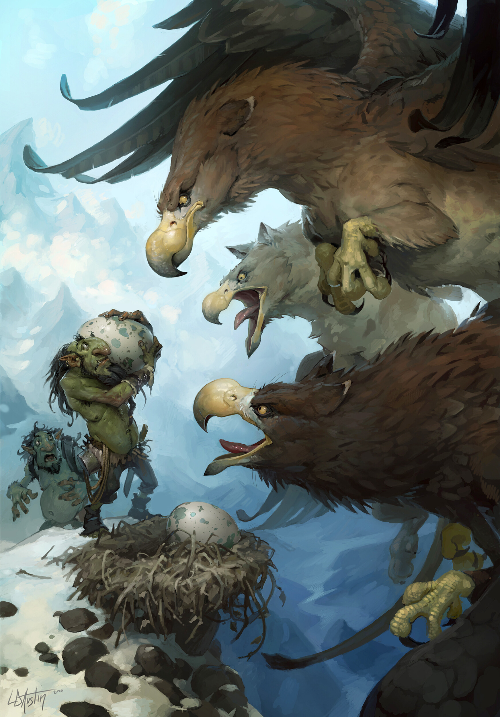 The Egg Thief by Laurel D Austin - Fantasy, Troll, Griffon, Laurel D Austin, Art