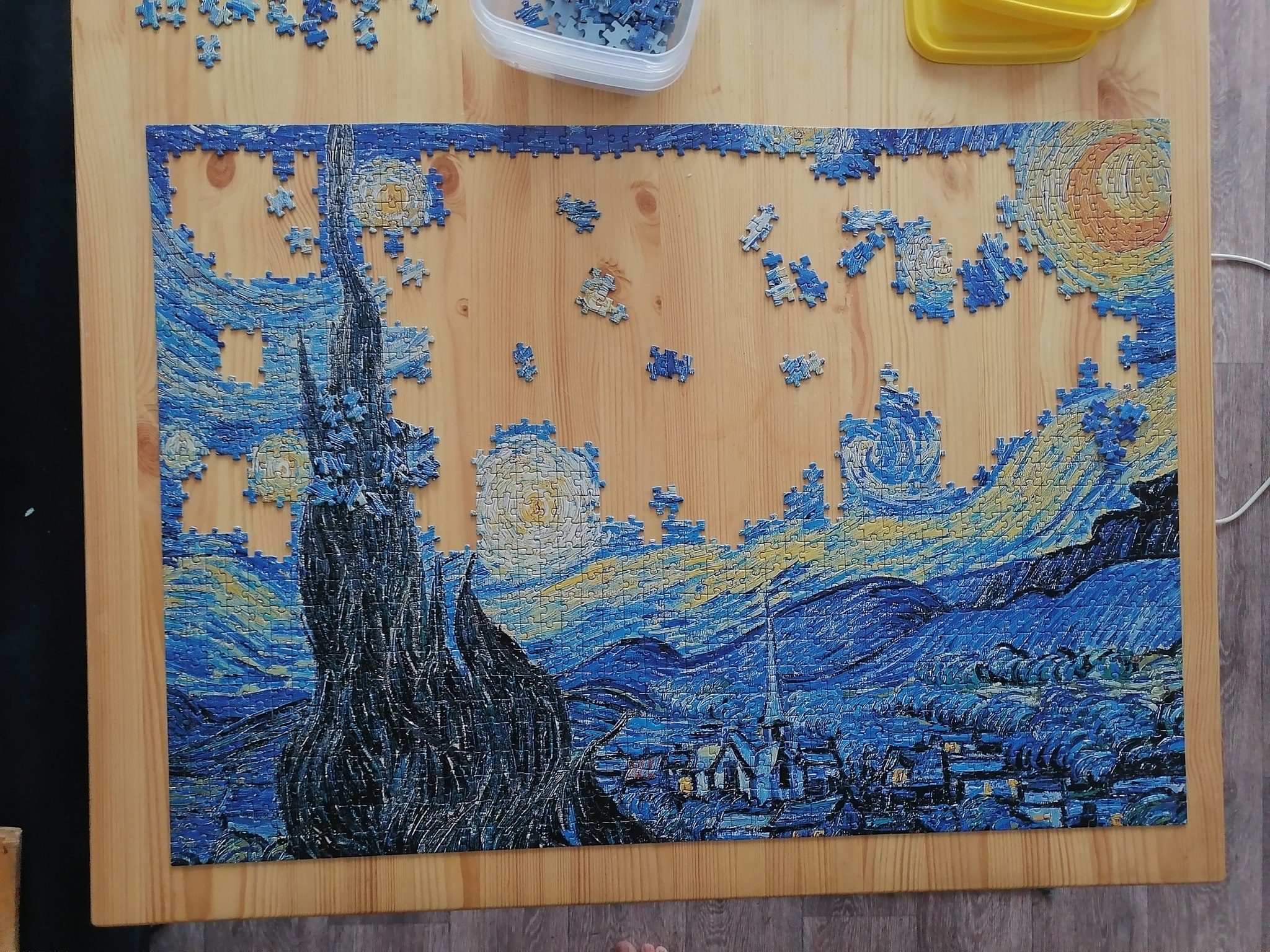 How I collected Van Gogh's Starry Night - My, Longpost, Puzzle, Головоломка, van Gogh, Van Gogh's Starry Night