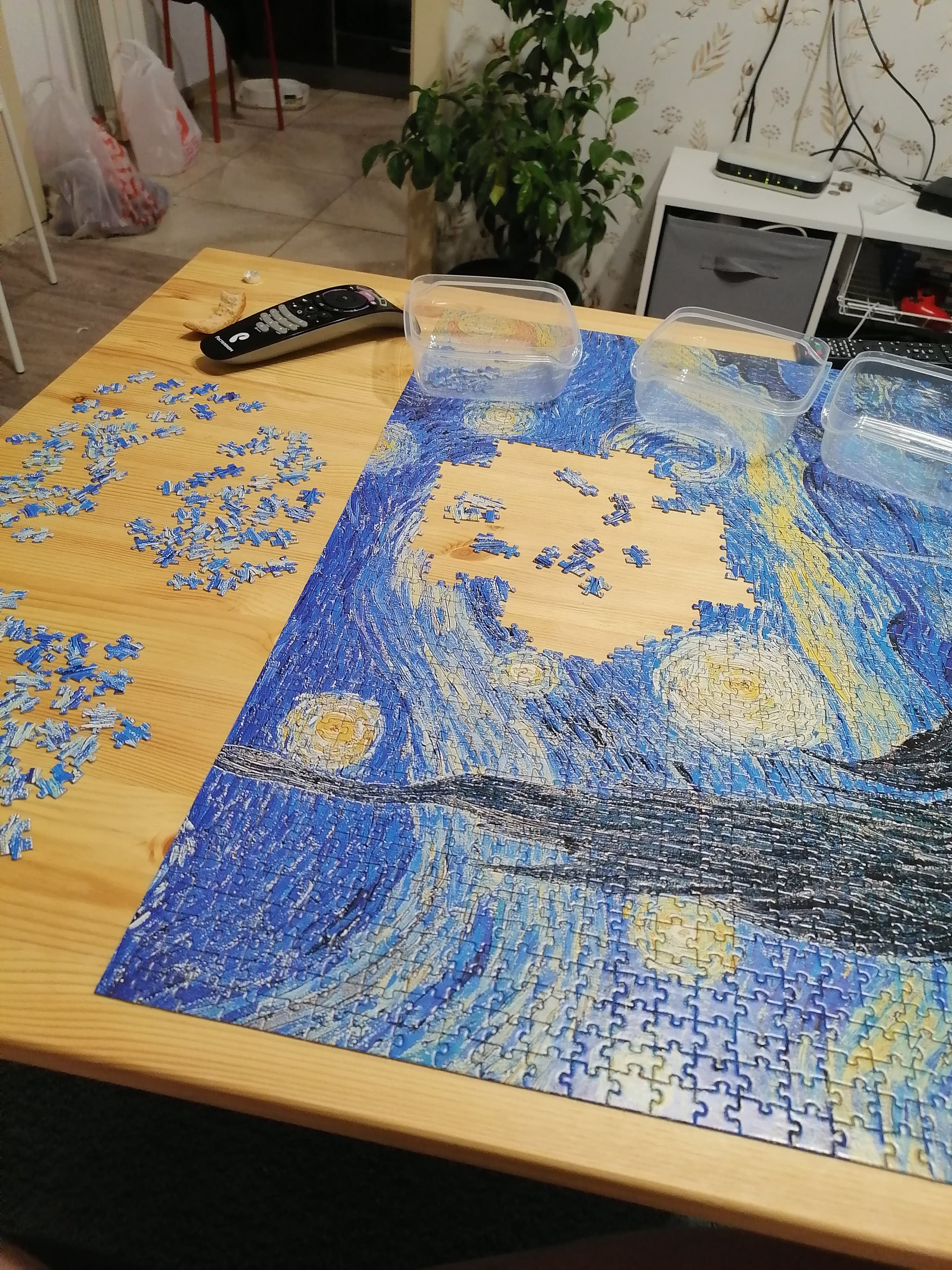 How I collected Van Gogh's Starry Night - My, Longpost, Puzzle, Головоломка, van Gogh, Van Gogh's Starry Night