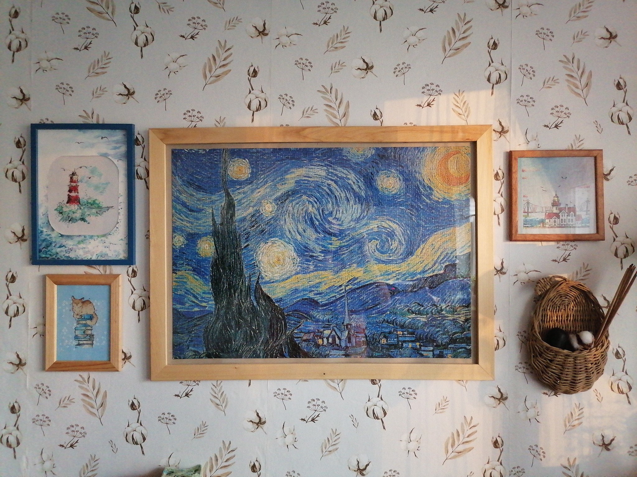 How I collected Van Gogh's Starry Night - My, Longpost, Puzzle, Головоломка, van Gogh, Van Gogh's Starry Night