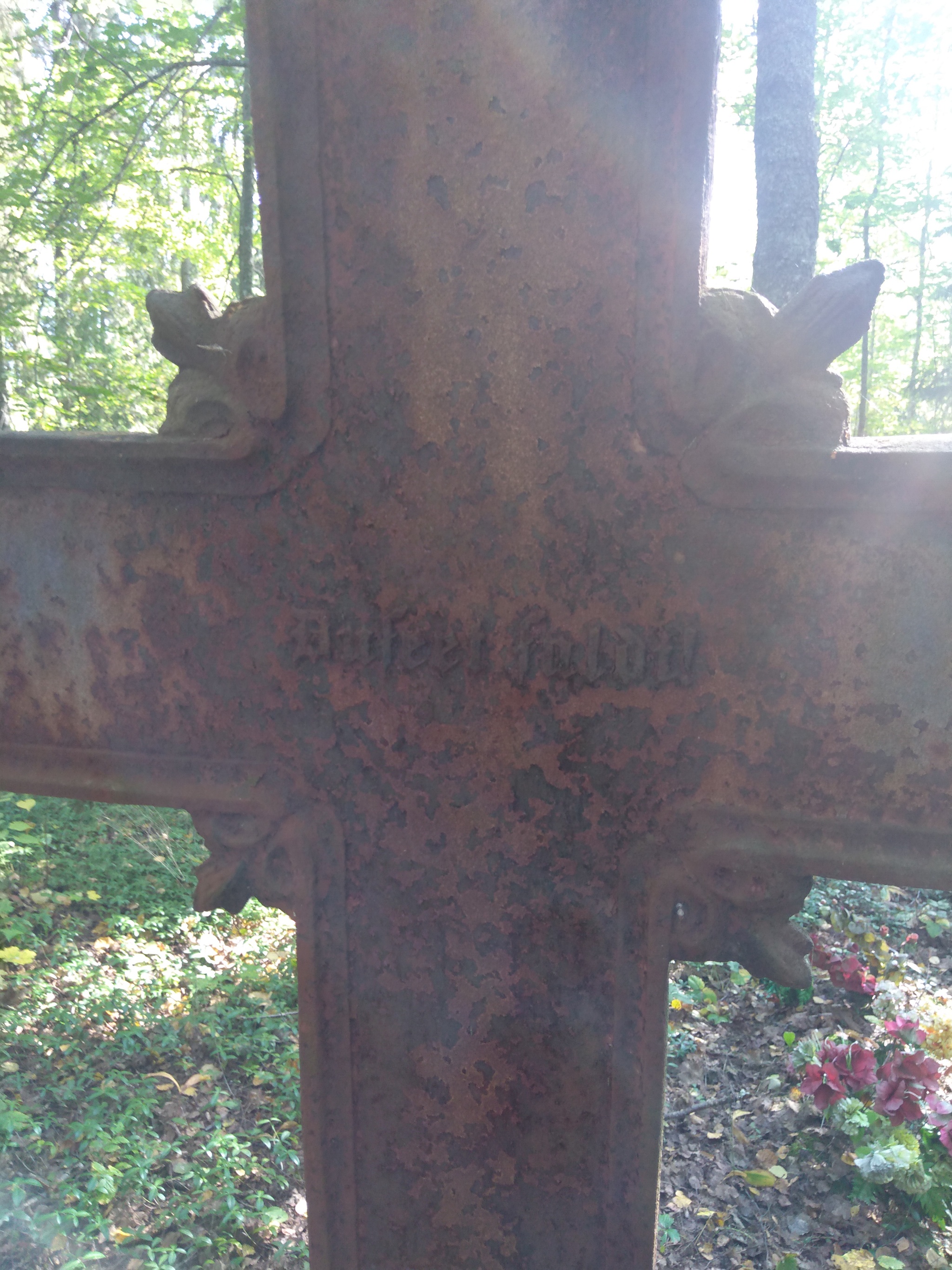 This cross is installed in the old Latvian cemetery, which is located on the territory of Russia. Can someone translate into Russian? - My, Cemetery, Latvia, Latvian, Longpost, Lost in translation, Linguists