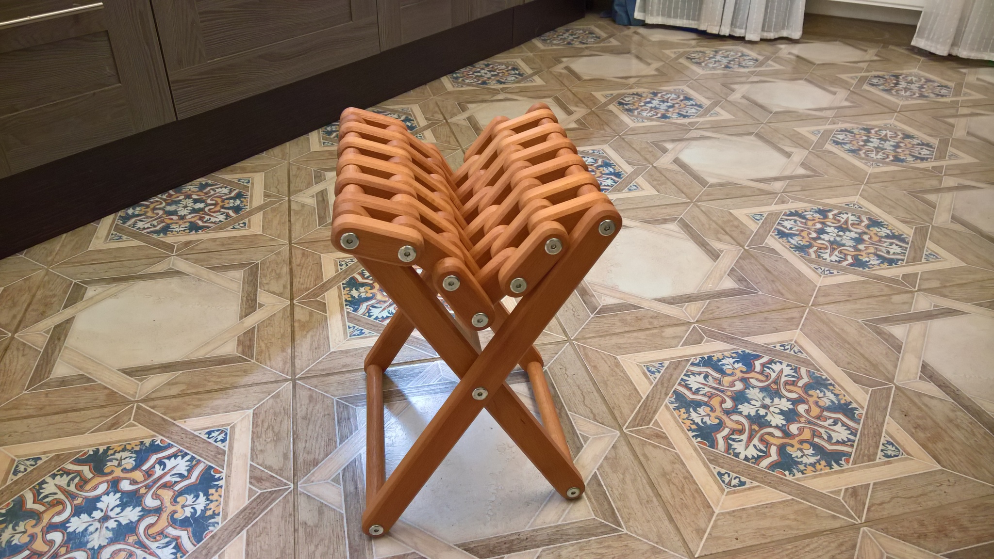 Flexible stool 2 - My, With your own hands, Dacha, Hobby, Carpenter, Needlework with process, Longpost, Stool, Furniture, Solid wood furniture