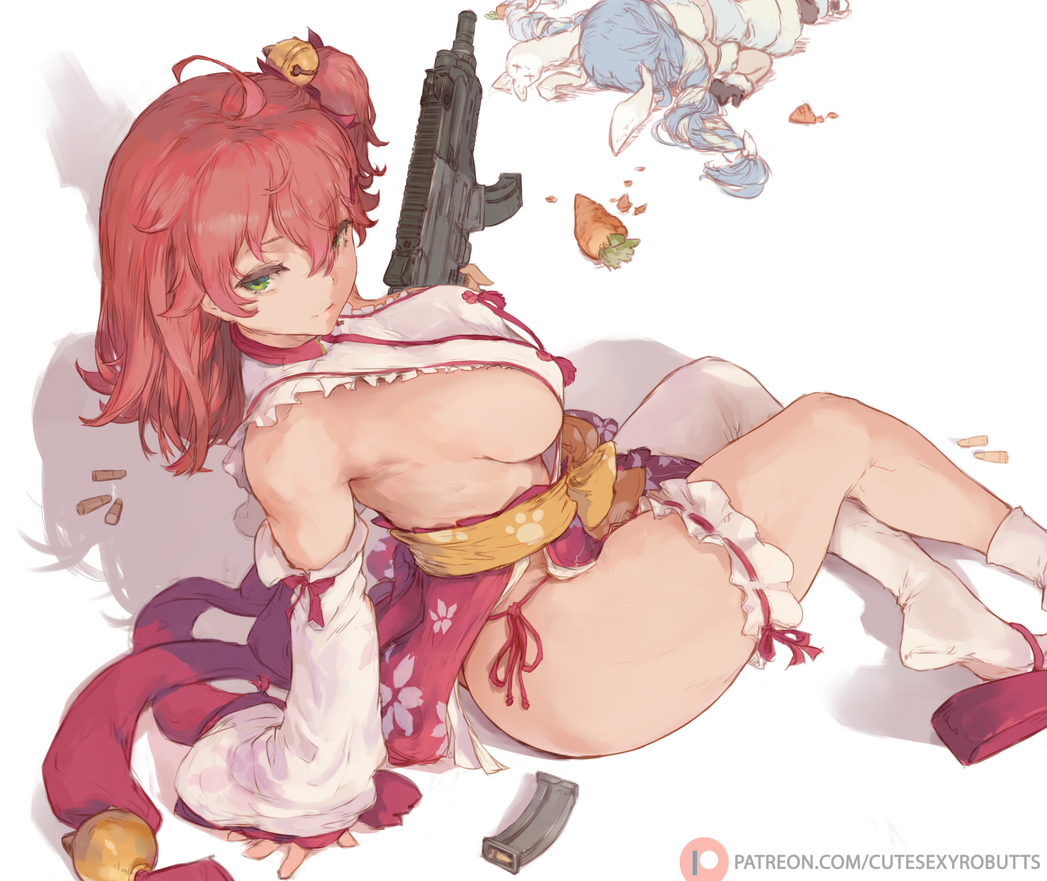 Sakura miko - NSFW, Anime, Anime art, Sakura Miko, Hololive, Boobs, Sideboob, Hand-drawn erotica, Art, , Girls, Cutesexyrobutts