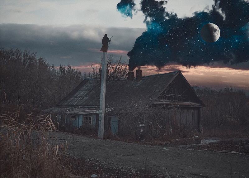 Surreal houses of parallel Russia - My, Russia, Art, Collage, Surrealism, The photo, Fantasy, Russian fiction, Emptiness, , Levitation, House, Architecture, Land, Car, Mystic, Longpost