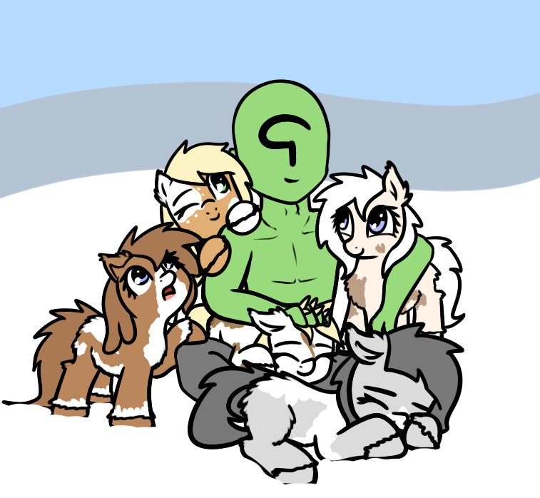 Anon is not cold as long as there is a pony around - My little pony, Original character, Anon, Snow pony