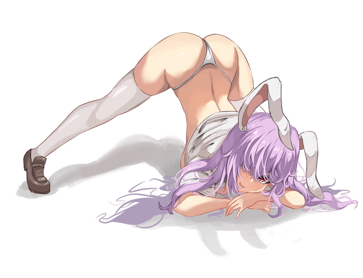 Reisen Udongein Inaba - NSFW, Touhou, Reisen Udongein Inaba, Anime Art, Аниме, Jackochallenge, Попа, Панцу, Чулки, , Рисованная эротика, Эротика