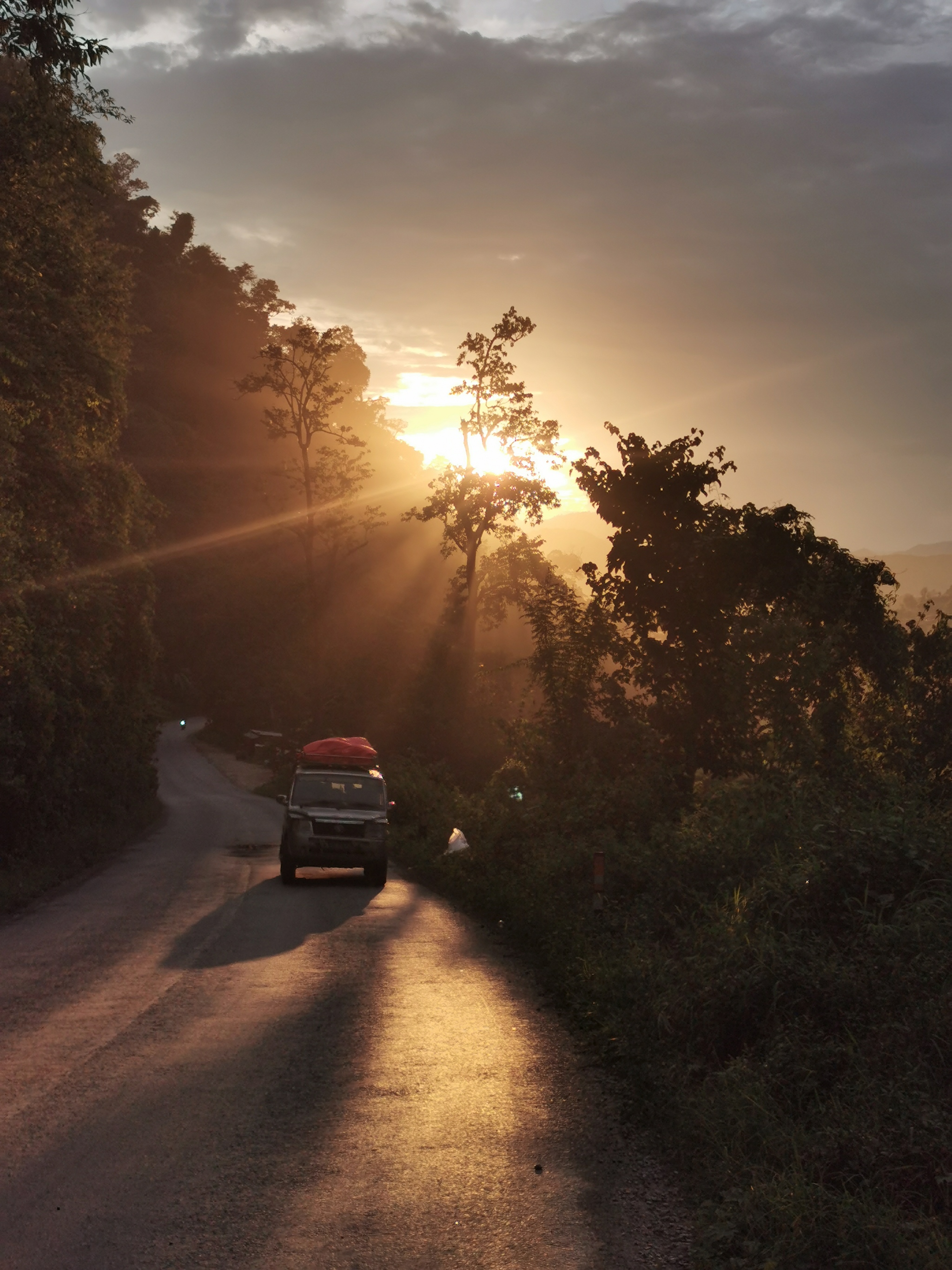 On the Sunset - My, Nepal, Mobile photography, The photo, Sunset, Road, Travels, Longpost