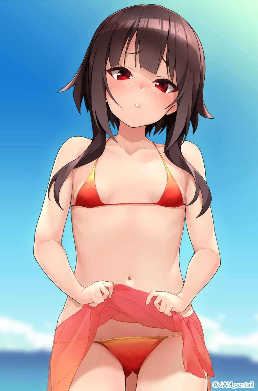 Beach Konosuba - NSFW, Konosuba, Darkness, Aqua, Yunyun, Wiz, Megumin, Anime art, Anime, , Art, Erotic, Swimsuit, Longpost