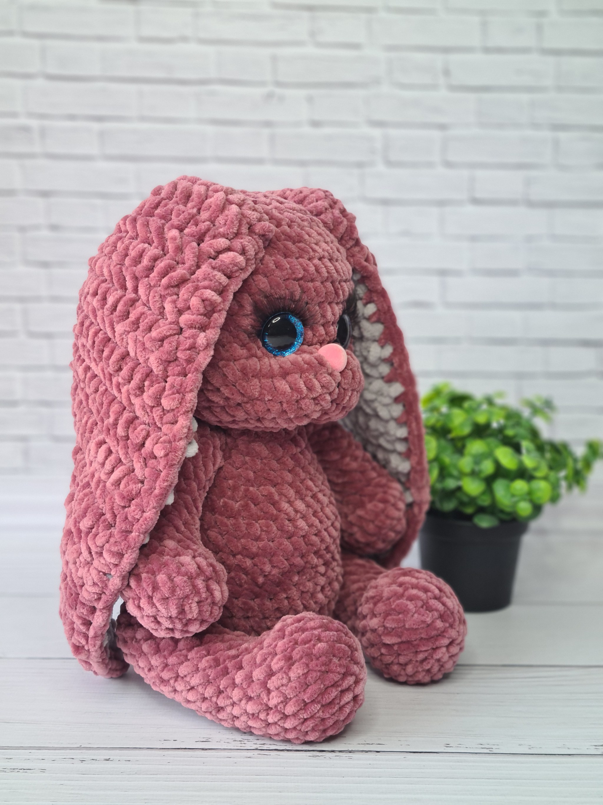 Cute Bunny - My, Knitting, Crochet, Knitted toys, Hare, Plush Toys, Longpost