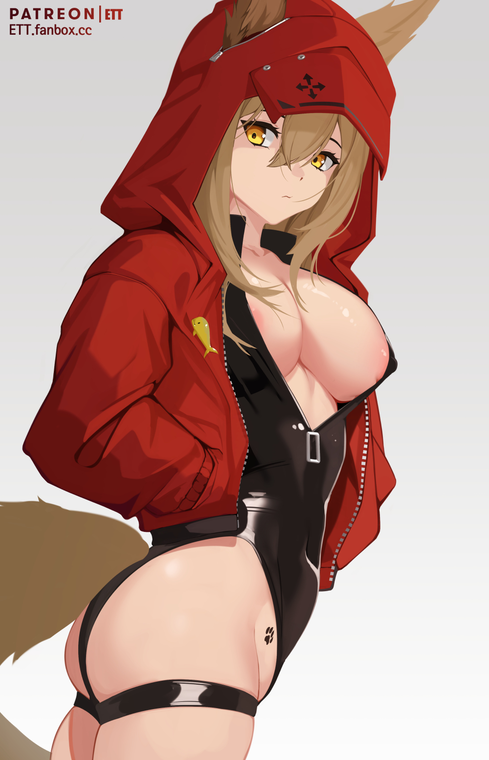 Projekt Red - NSFW, Anime, Anime art, Projekt Red (Arknights), Arknights, Animal ears, Boobs, Hand-drawn erotica, Erotic