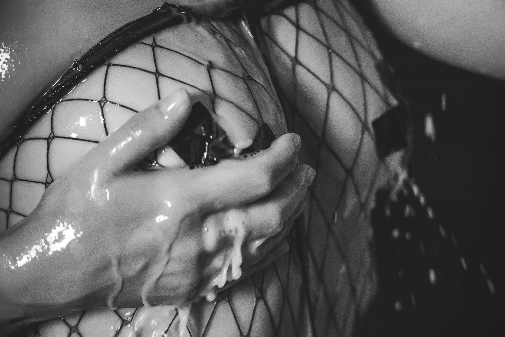 Friday - NSFW, My, Girls, Shower, Boobs, Erotic, No face, Professional shooting, Black and white, Milk, Longpost