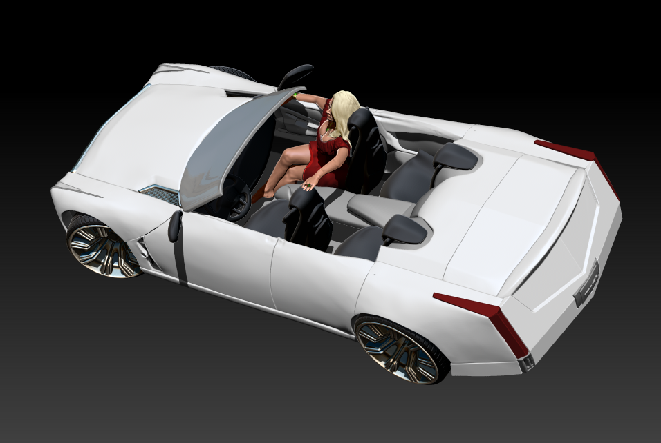 Figurine Family in cabriolet. - My, Needlework with process, 3D печать, Sculpture, Zbrush, 3D modeling, Lady Dimitrescu - Resident Evil, Figurines, Collectible figurines, , 3D Scanner, Cadillac, Needlework, With your own hands, Video, Longpost