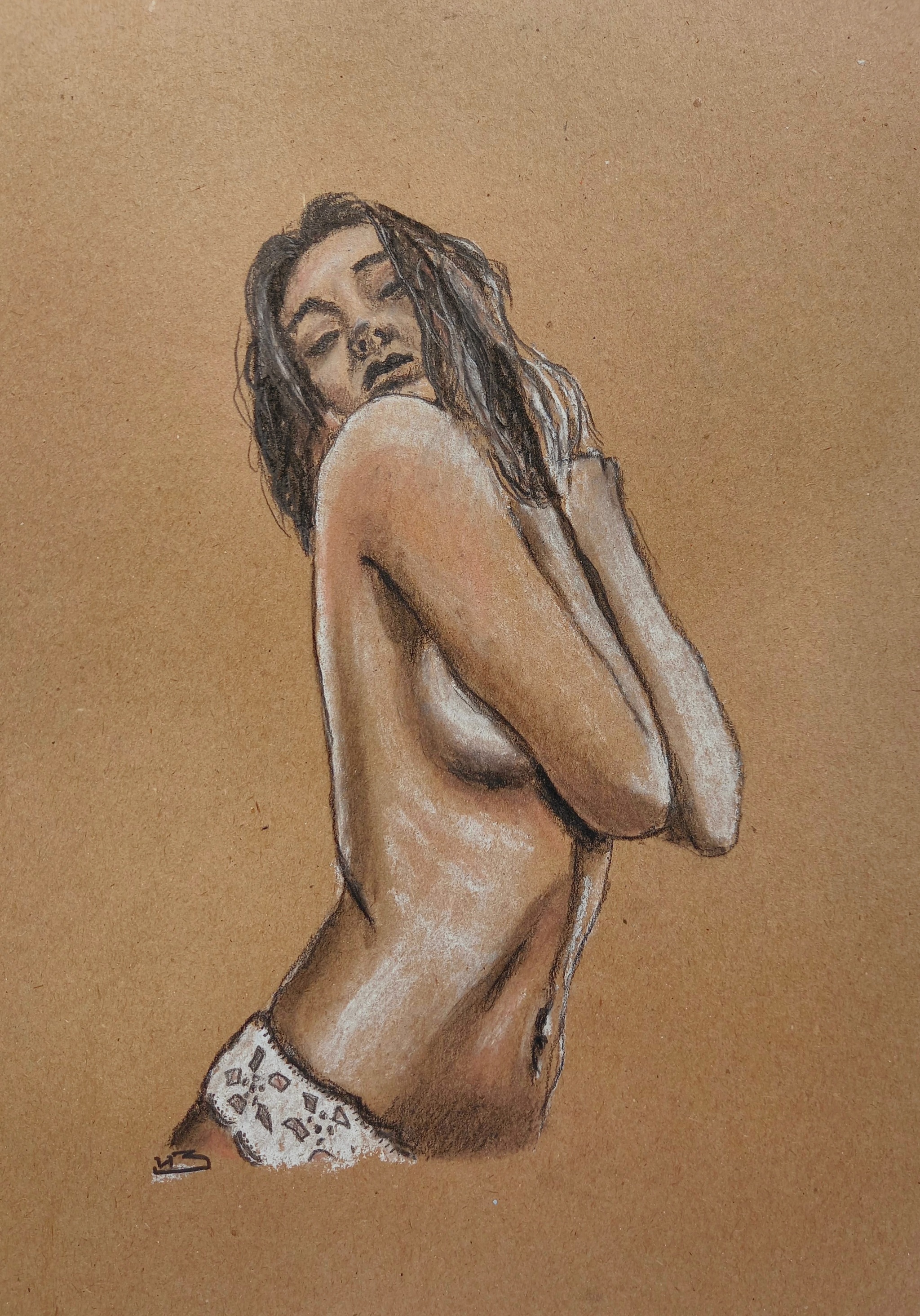 Young woman - NSFW, My, Drawing, Art, Girls, Hand-drawn erotica