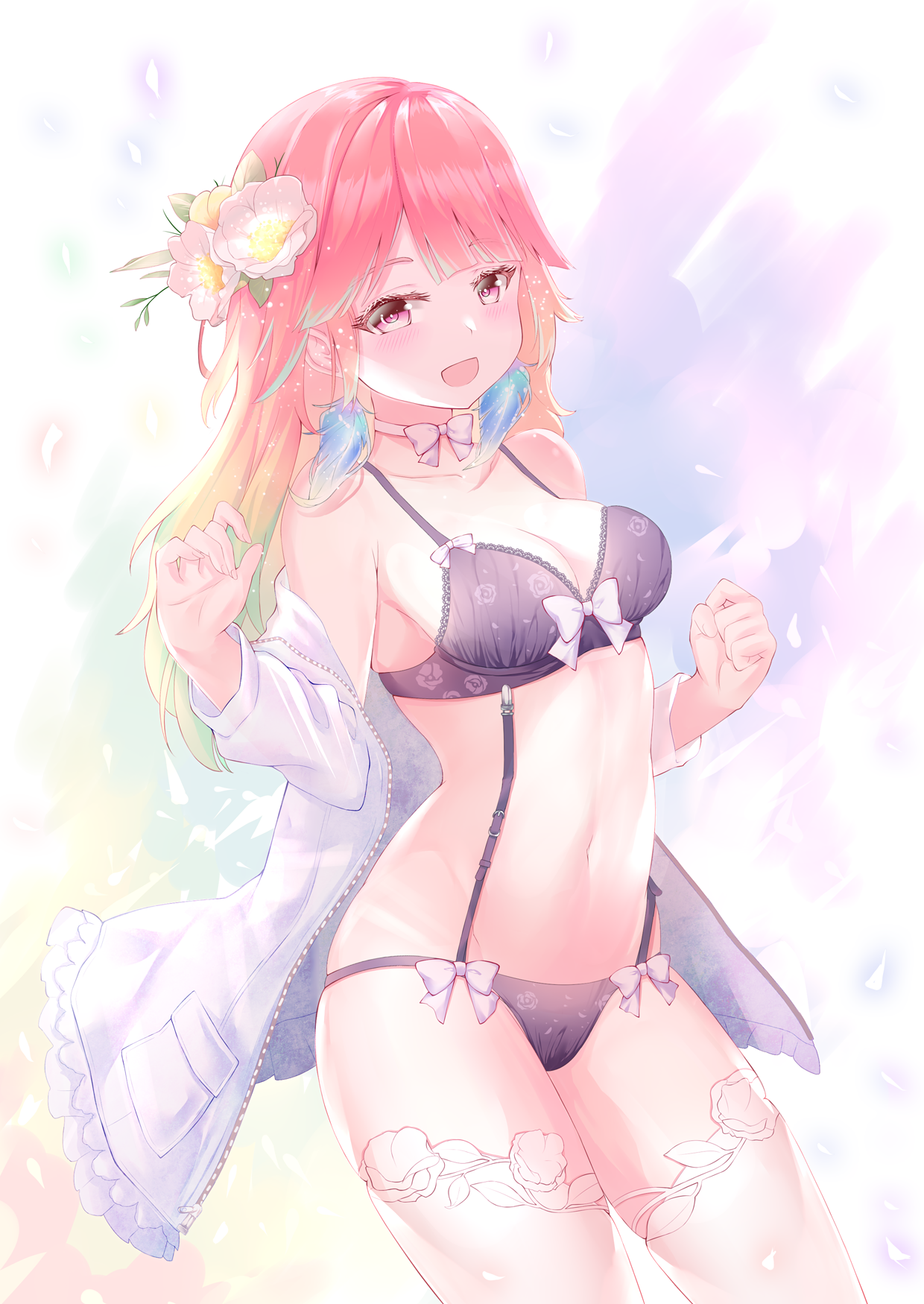 Takanashi kiara - NSFW, Anime, Anime art, Hololive, Takanashi kiara, Virtual youtuber, Underwear, Boobs, Pantsu, , Stockings, Hand-drawn erotica, Erotic