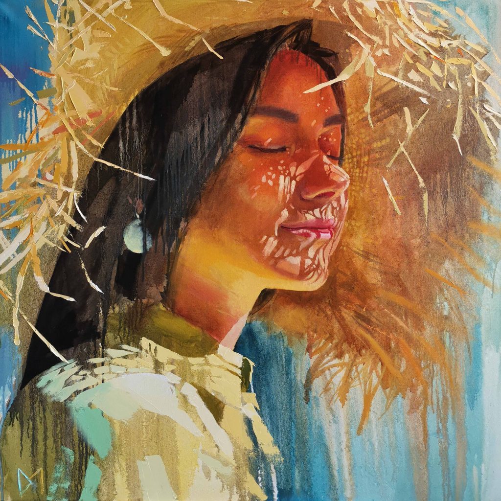 Bliss - Painting, Bliss, Art, Sun rays, Straw hat