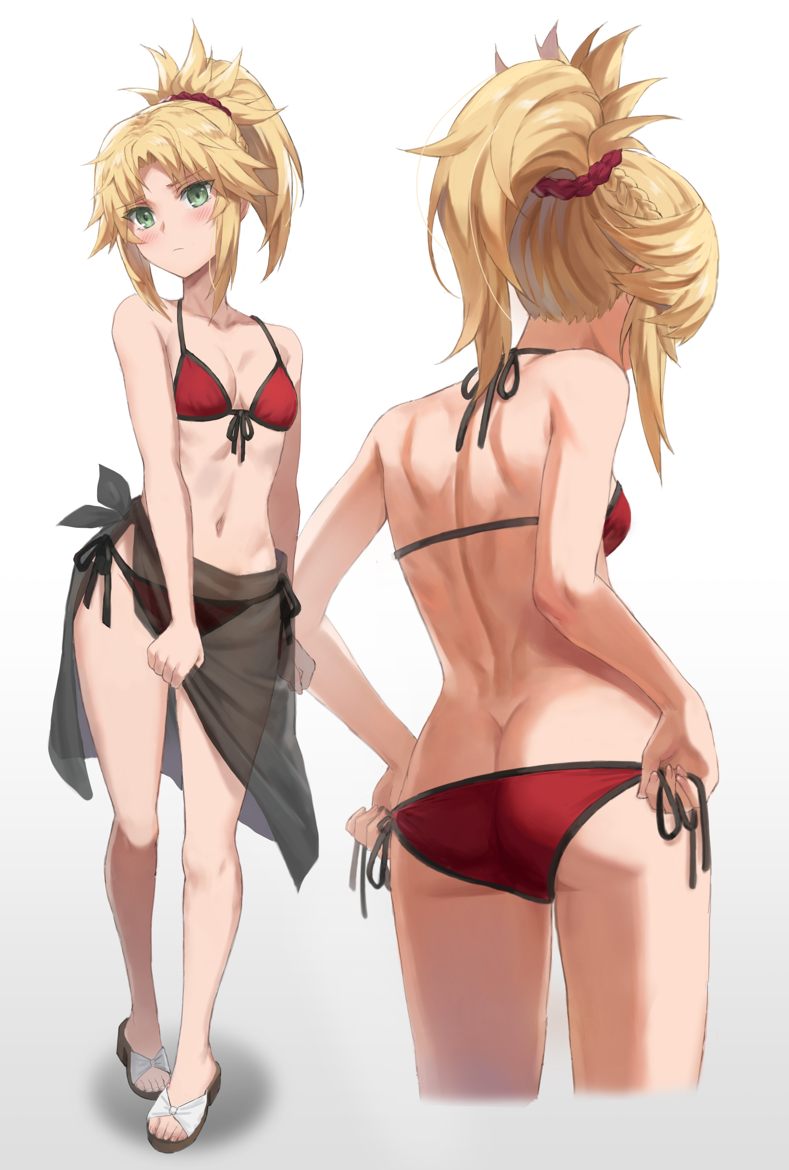 Saber of Red - NSFW, Арт, Аниме, Anime Art, Fate, Fate Apocrypha, Mordred, Девушки, Эротика, , Рисованная эротика, Нижнее белье, Попа, Купальник, Бикини, Панцу, Раздевание, Вид сзади, Чокер, Сиськи, Девушка в очках, Длиннопост