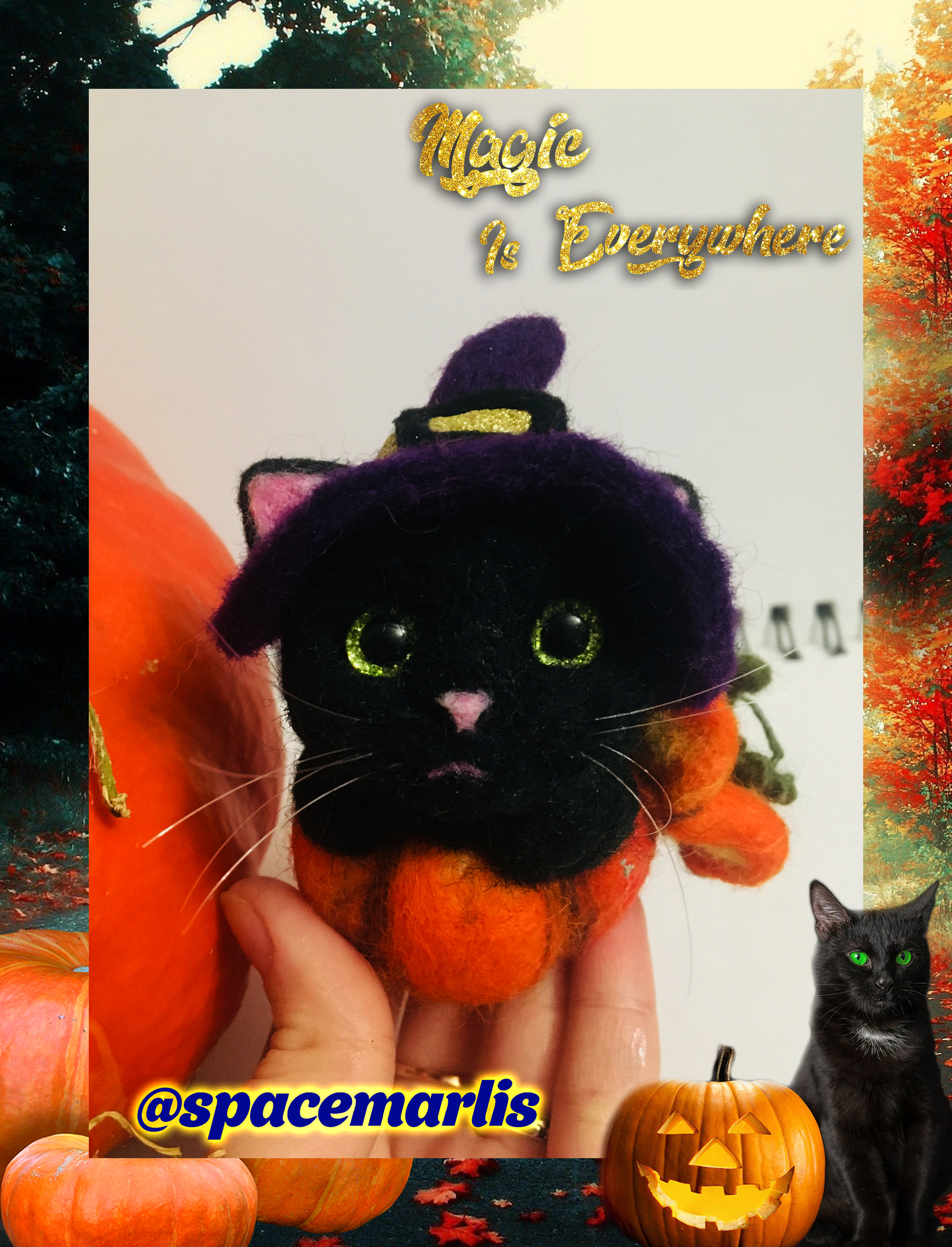 Kotyabr is near..^•__•^ - My, Creation, Dry felting, cat, Halloween, Autumn, Handmade, Art, Toys, Longpost