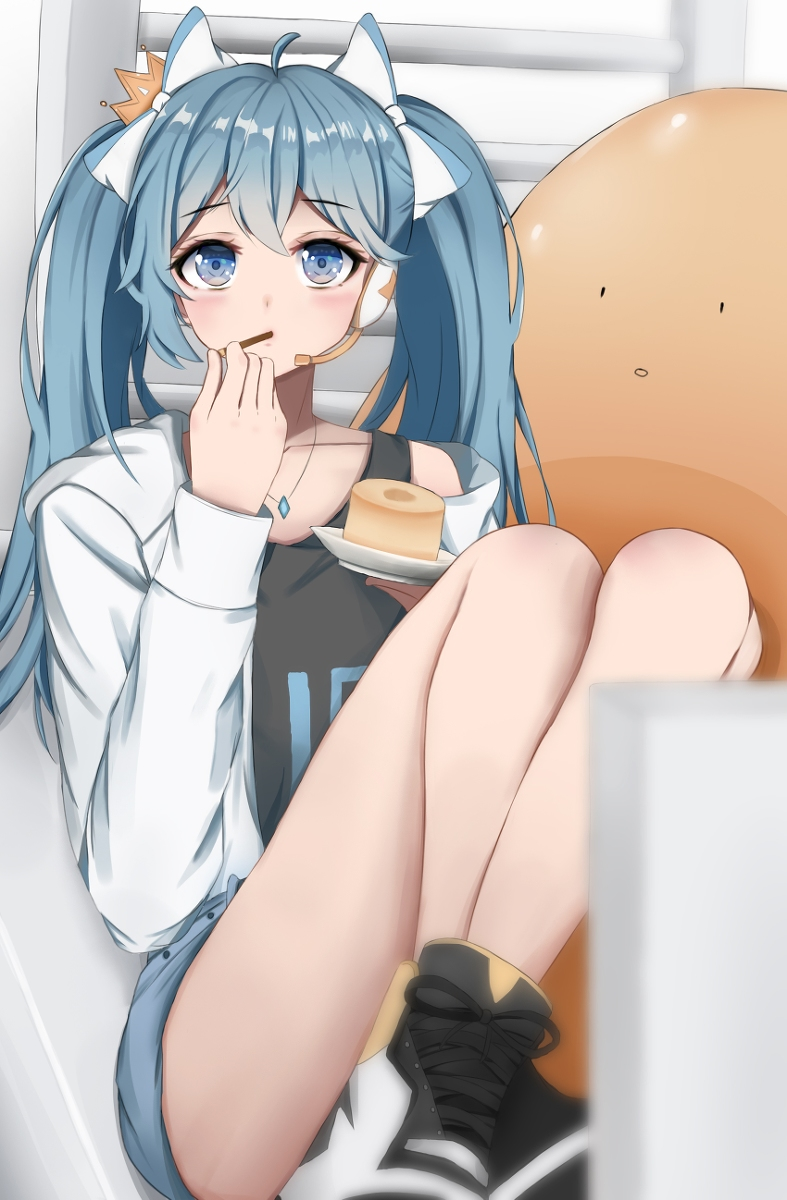 Miku - Anime art, Anime, Hatsune Miku, Vocaloid, Stockings, Dessert, Longpost