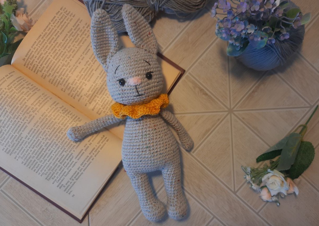 Bunny Robert - My, Needlework without process, Hare, Amigurumi, Crochet, Lamp character, Knitted toys