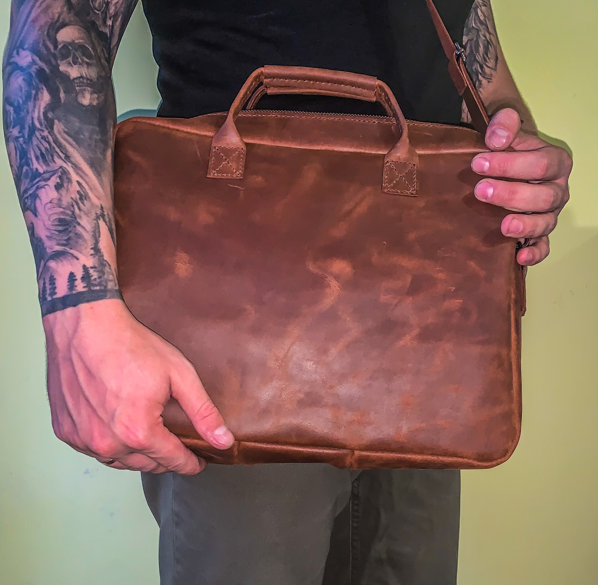 Made myself a briefcase - My, Handmade, Natural leather, Longpost