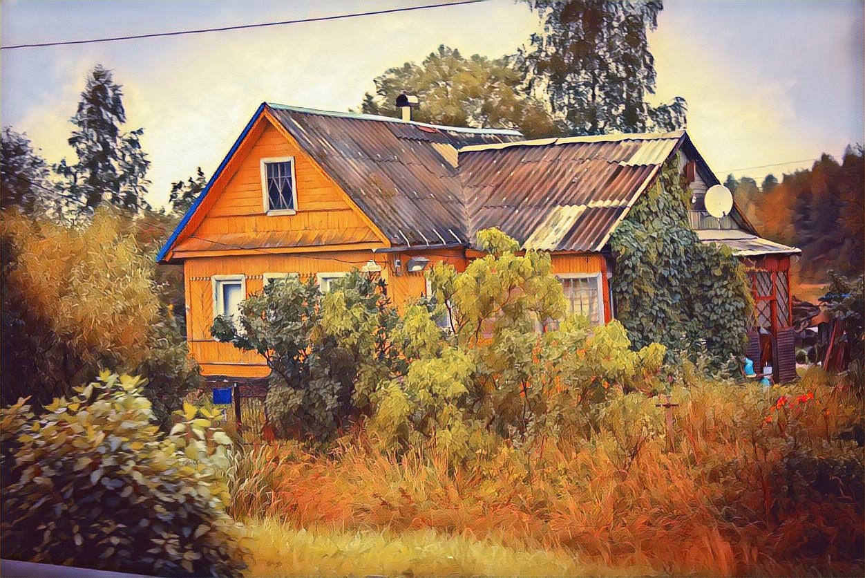 autumn houses - My, Autumn, Photoshop, Street photography, Photo processing, Brightness, House, Longpost