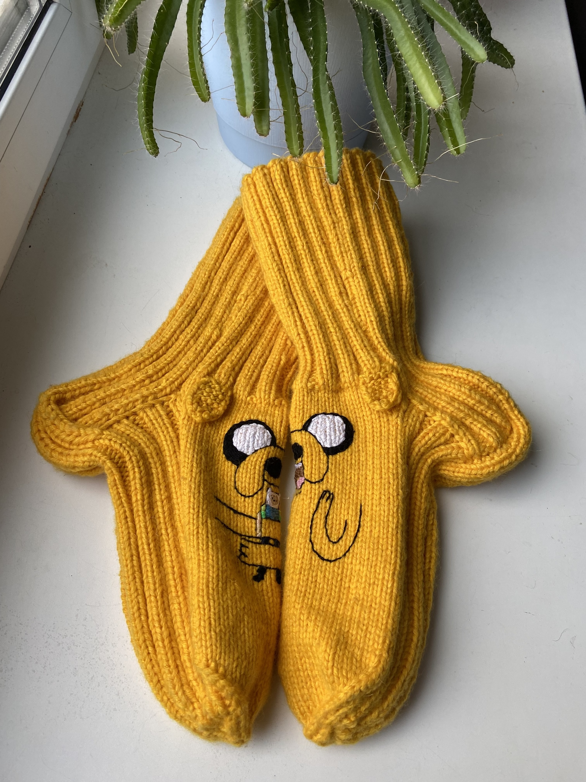 Jake The Dog - My, Needlework without process, Knitting, Knitting, Embroidery, Adventure Time, Jake the dog, With your own hands, Finn the human, Longpost