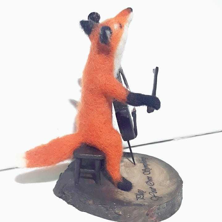 Musician) - My, Dry felting, Handmade, Wallow, Figurines, Souvenirs, Needlework without process, Longpost, Fox