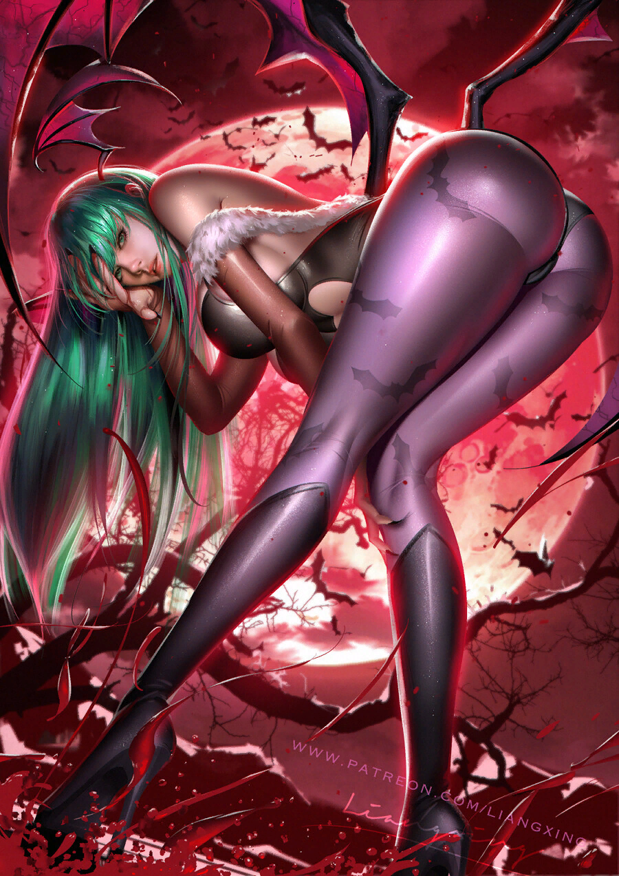 Морриган - NSFW, Morrigan Aensland, Darkstalkers, Liang Xing, Арт, Игры, Эротика