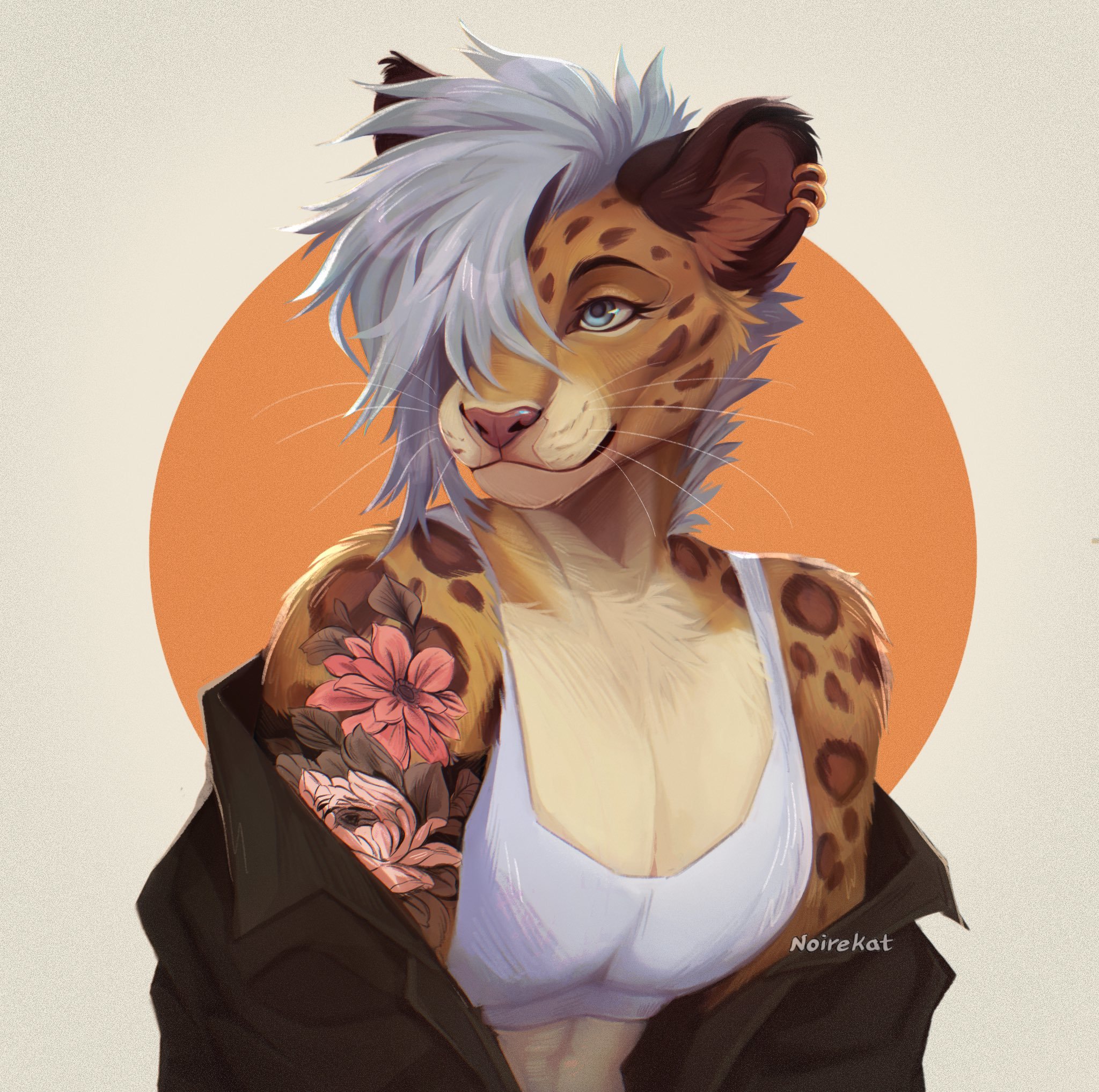 Portrait - Furry, Anthro, Art, Furry cheetah, 