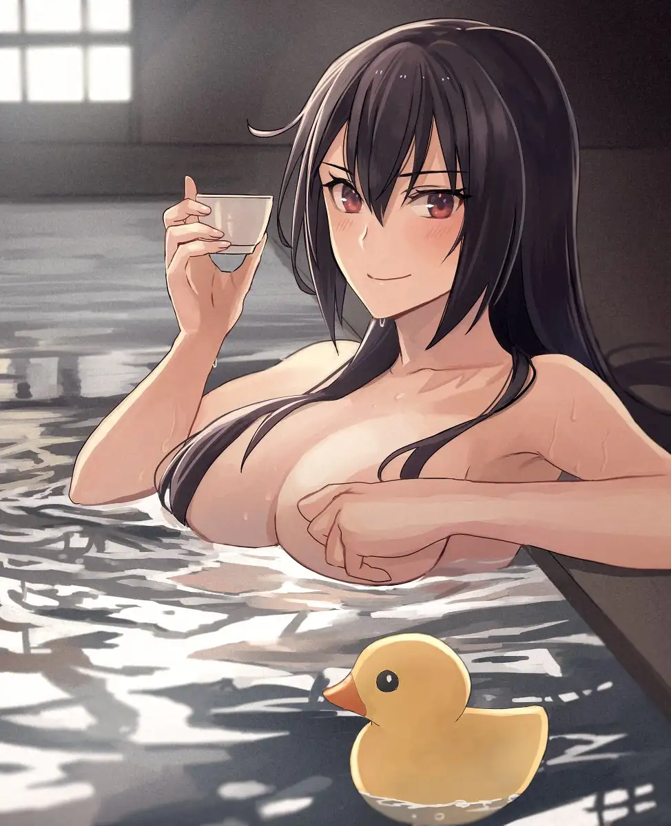 Nagato - NSFW, Kantai Collection, Anime Art, Аниме, Nagato, Bath, Сиськи, Резиновая уточка